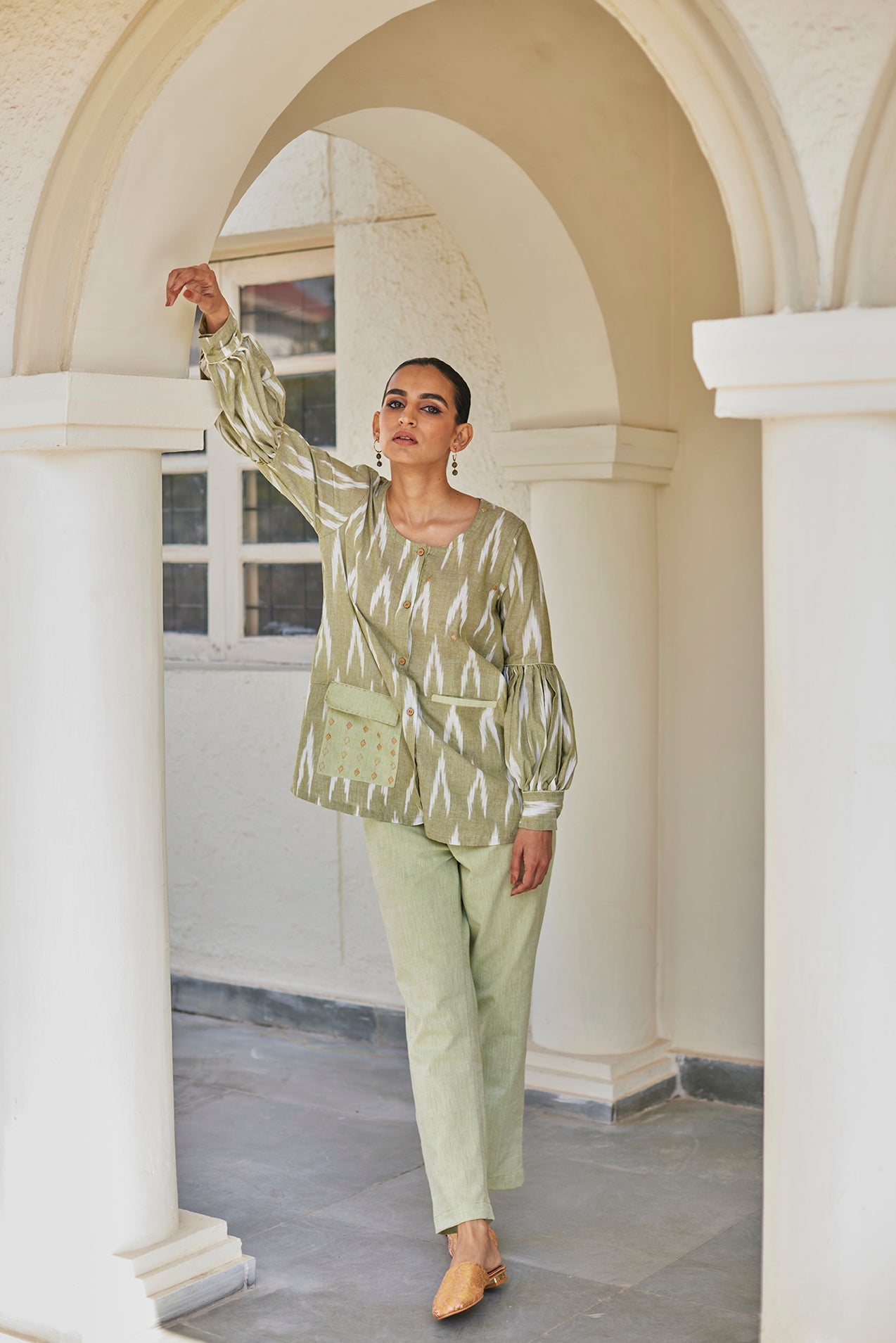 Green Ikat Top & Pants