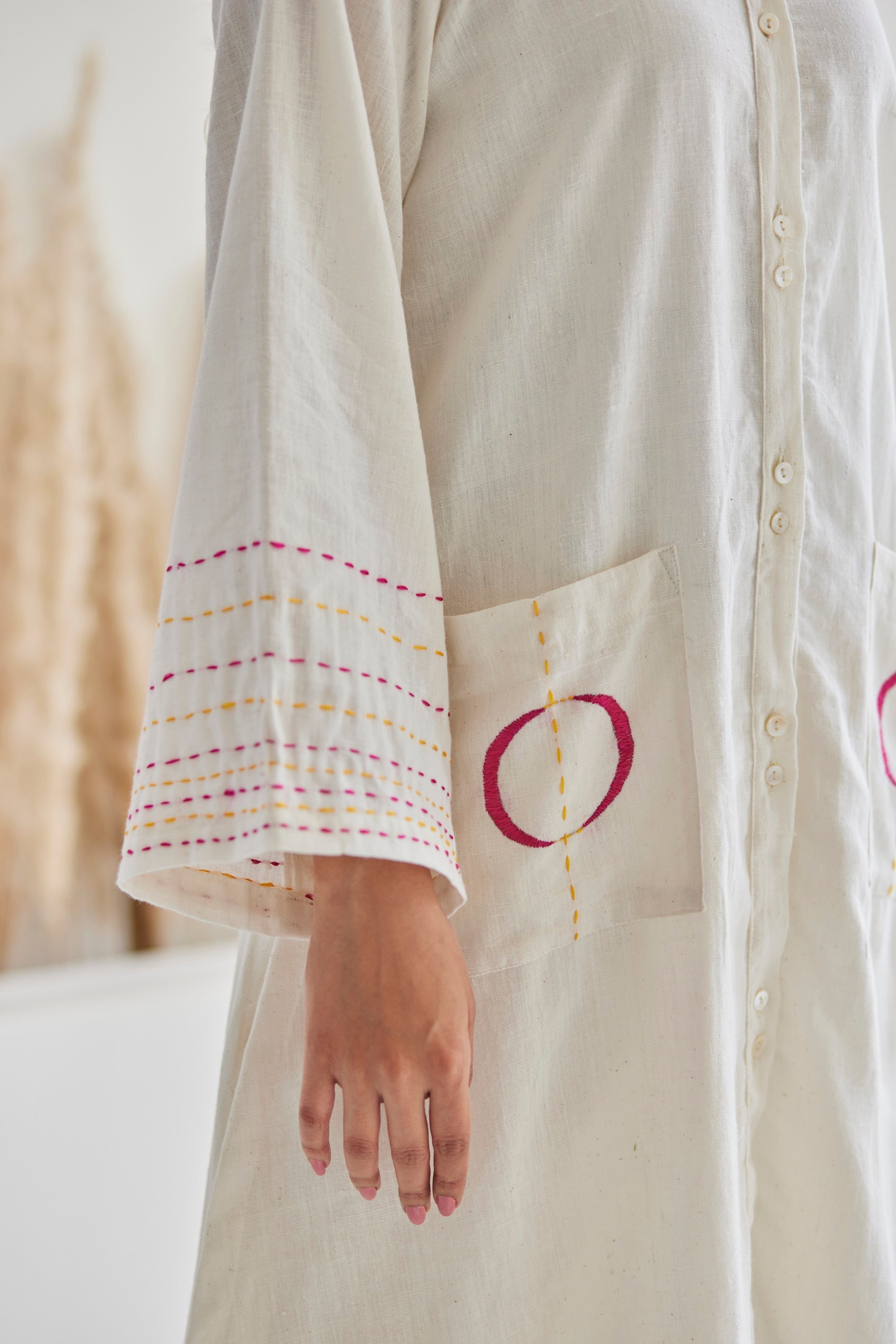 White Handwoven Kurta with Dhoti