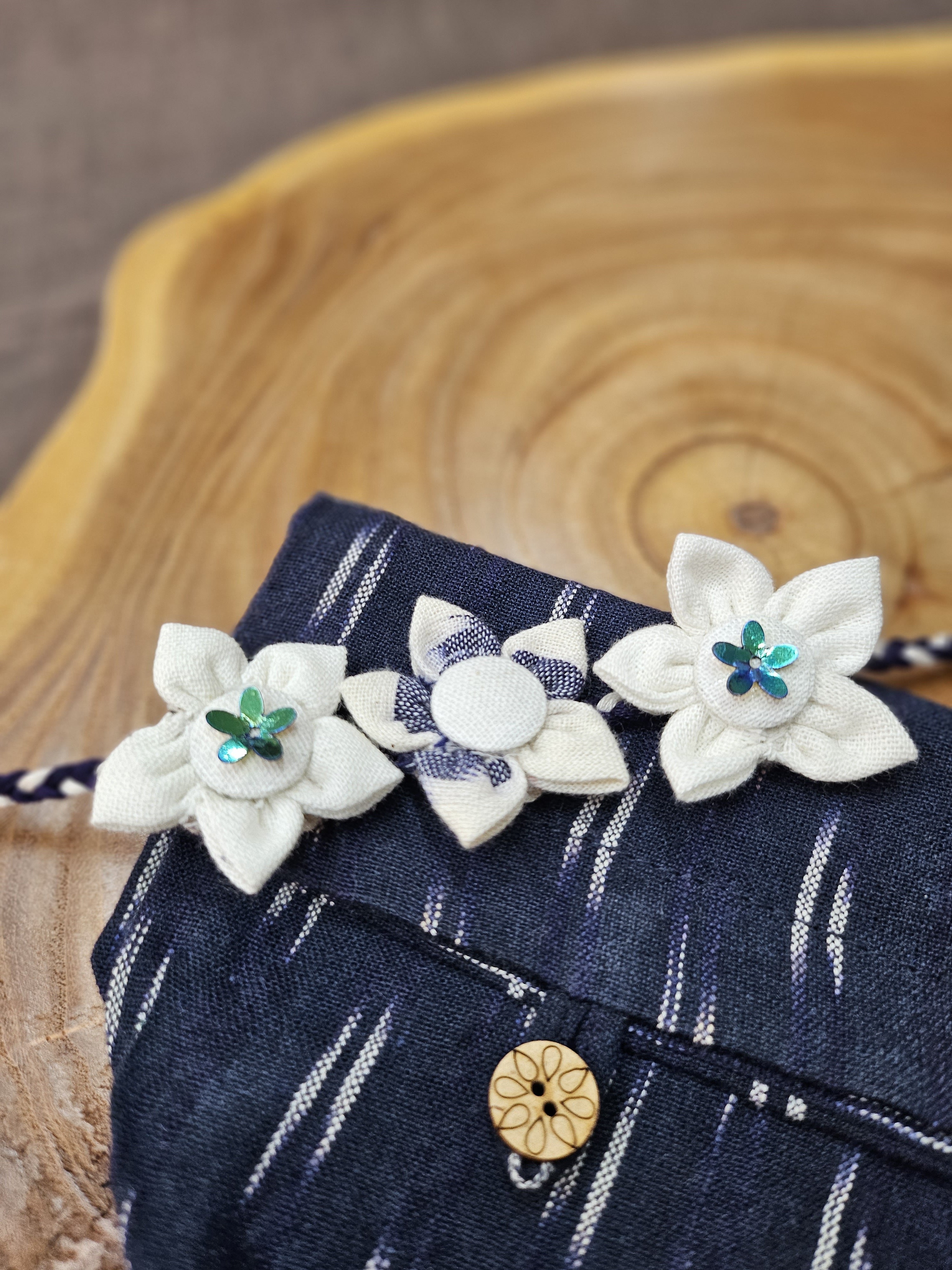 Upcycled Fabric Flower Rakhi & Ikat Pouch (Set of 2)
