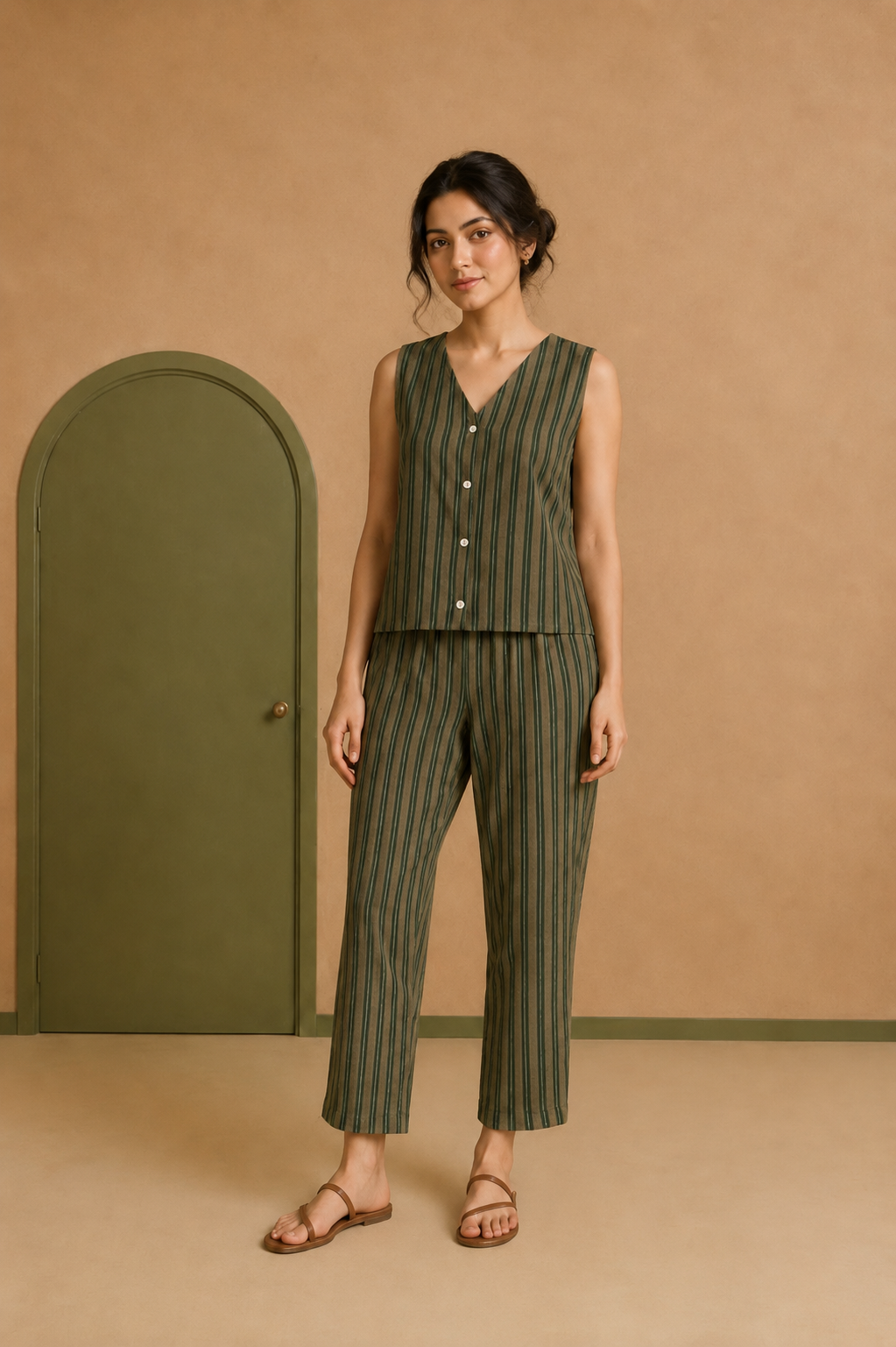 Green Cotton Dobby Co-ord Set