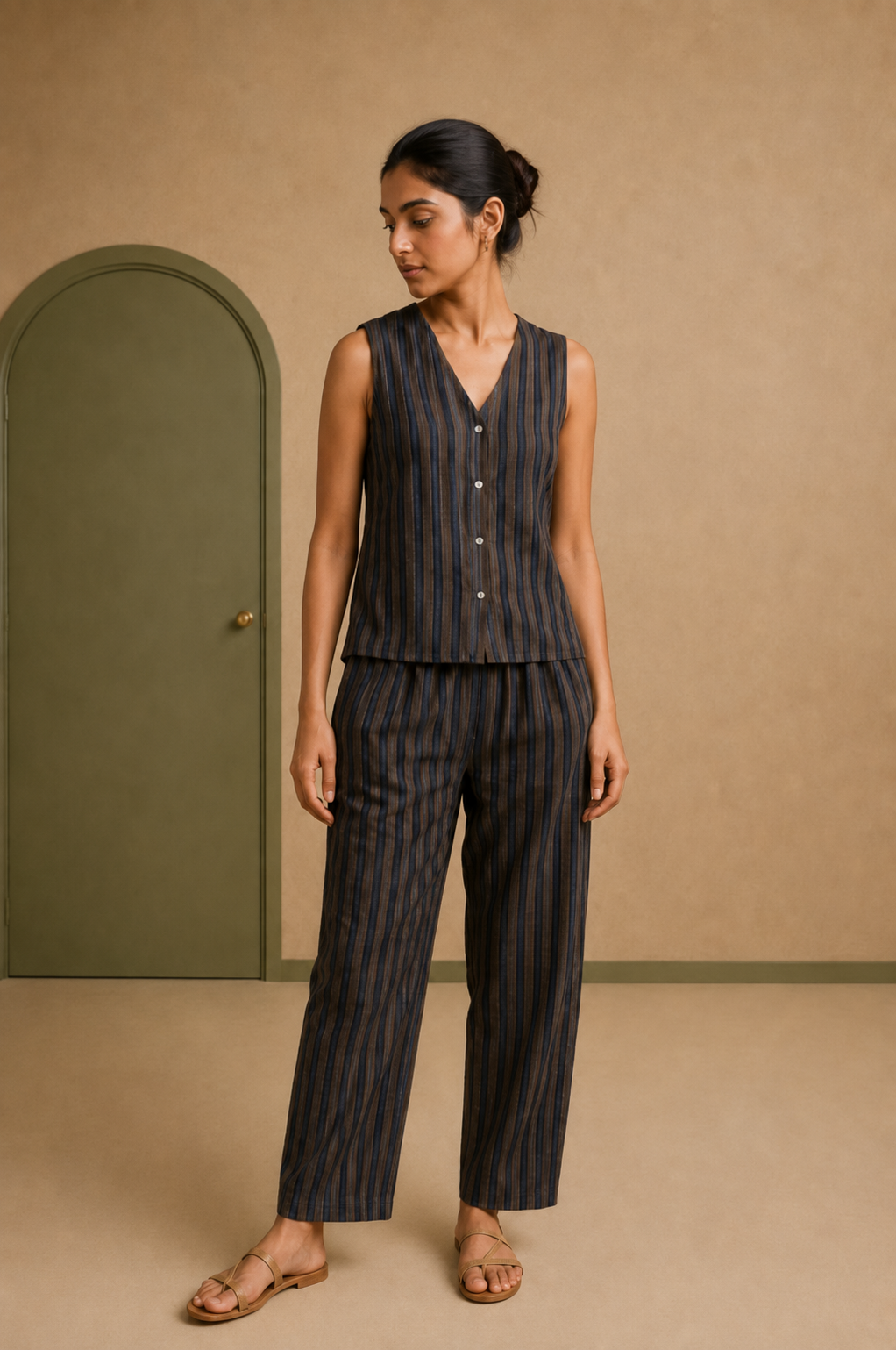 Blue Cotton Dobby Co-ord Set