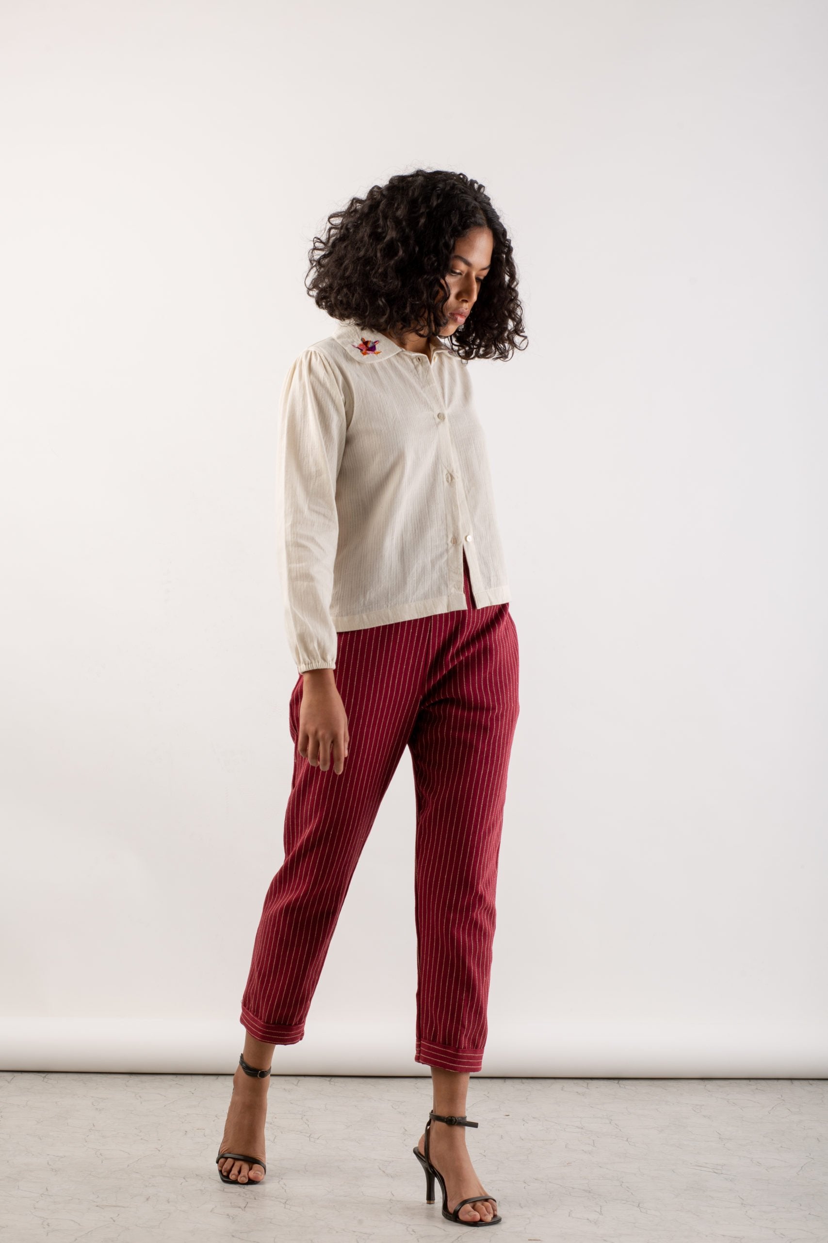 Aab Handwoven Recycled Cotton Pants Red