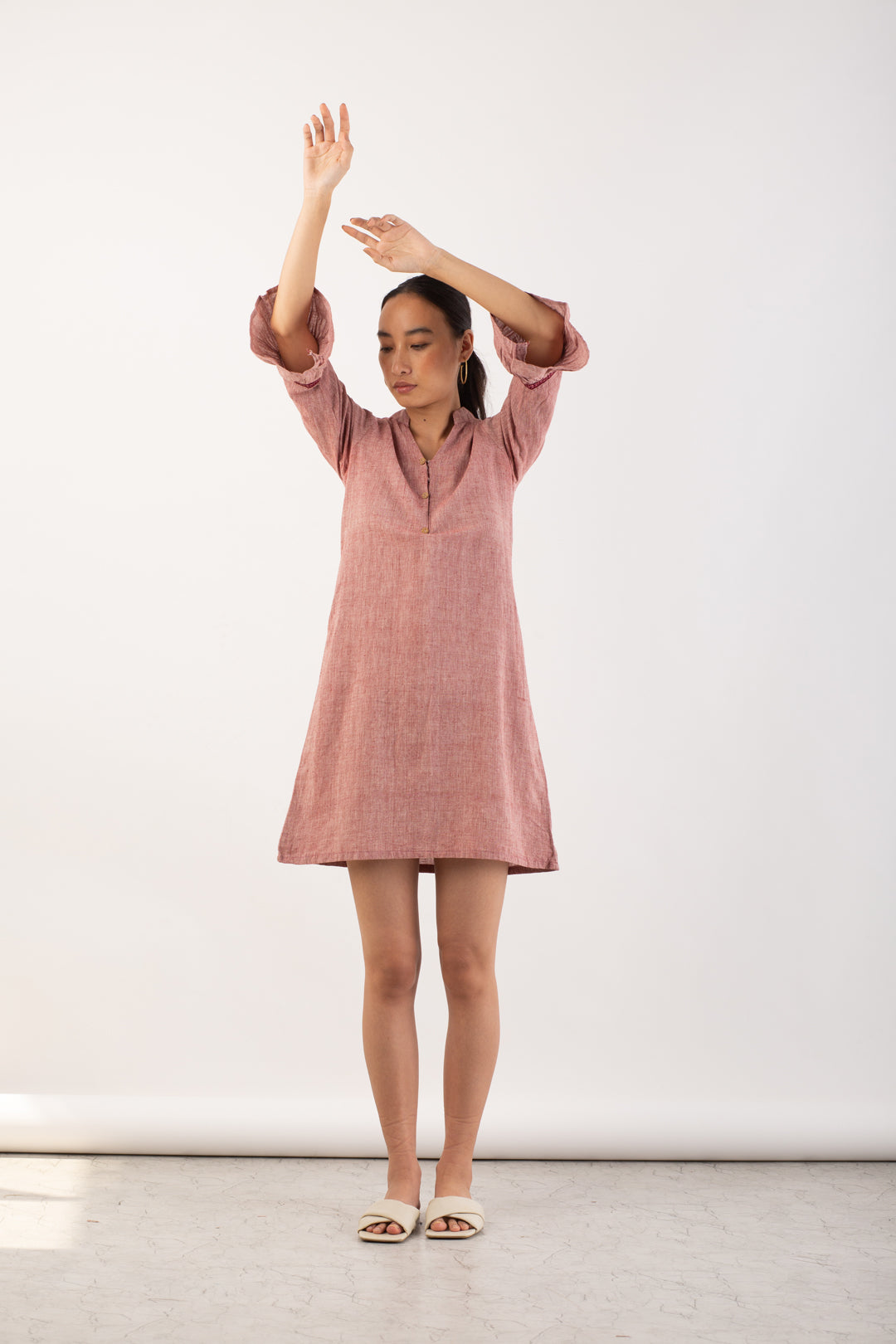 Shift Dress with Intricate Sleeves