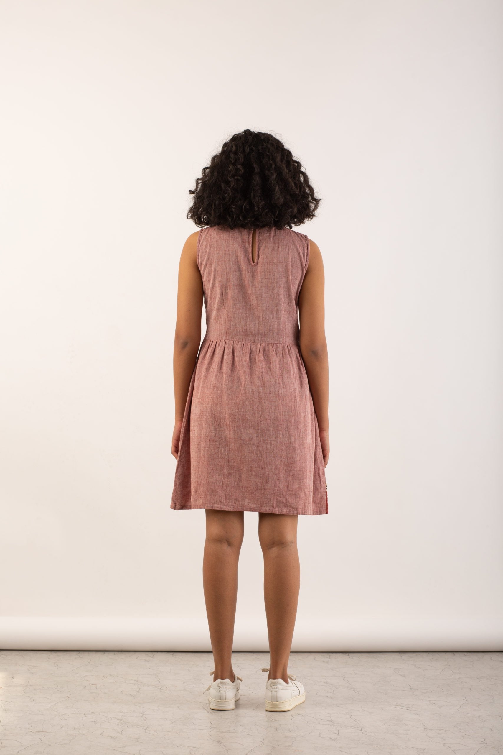 Brick Red Dress with Intricate Borders