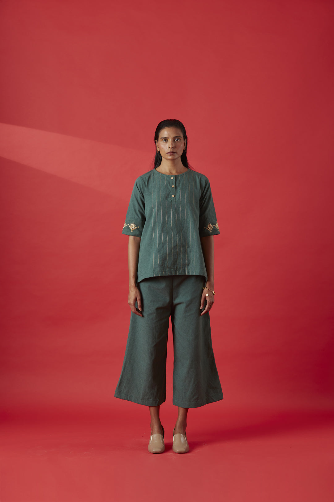 Olive Green Recycled Cotton Co-ord Set
