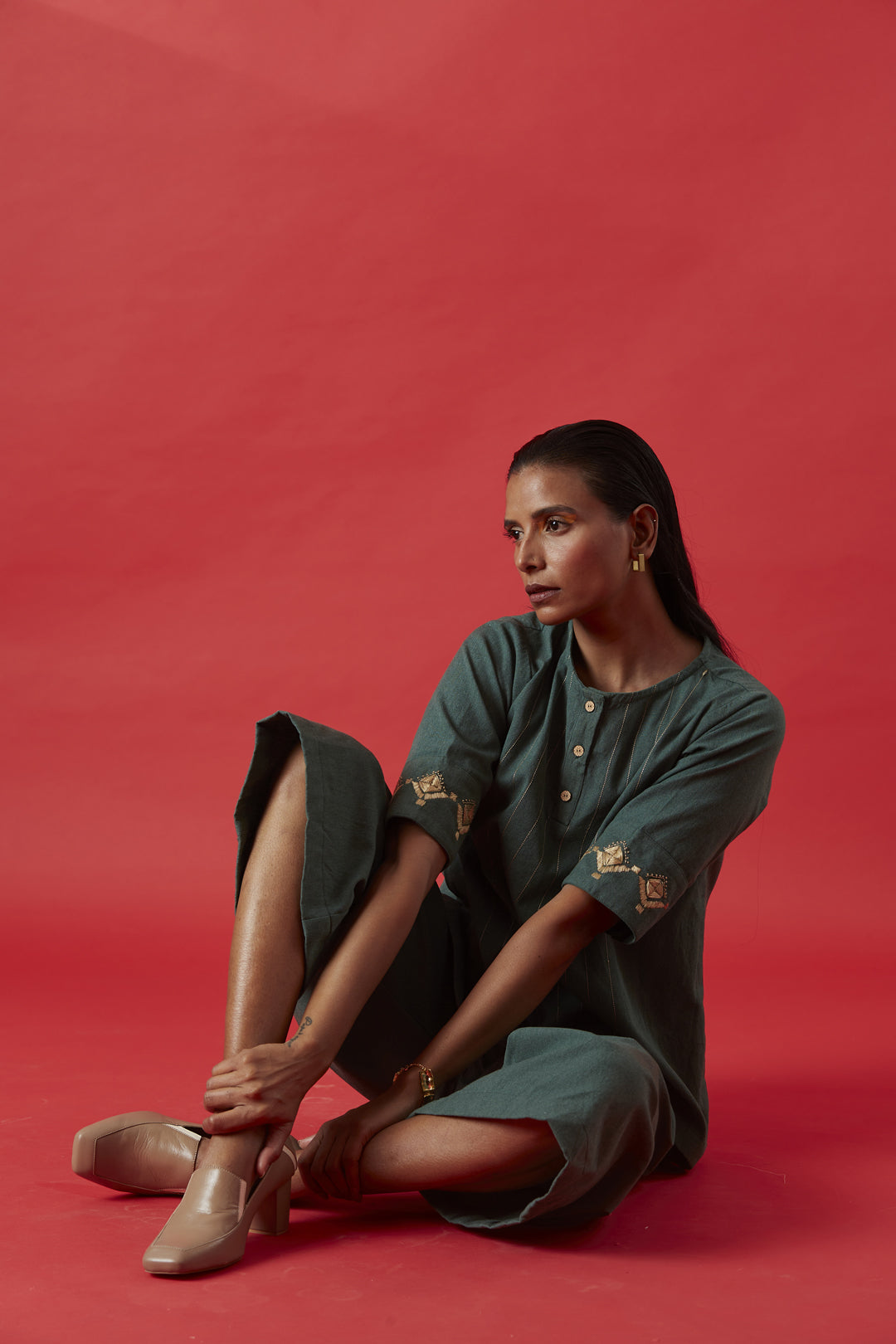 Olive Green Recycled Cotton Co-ord Set