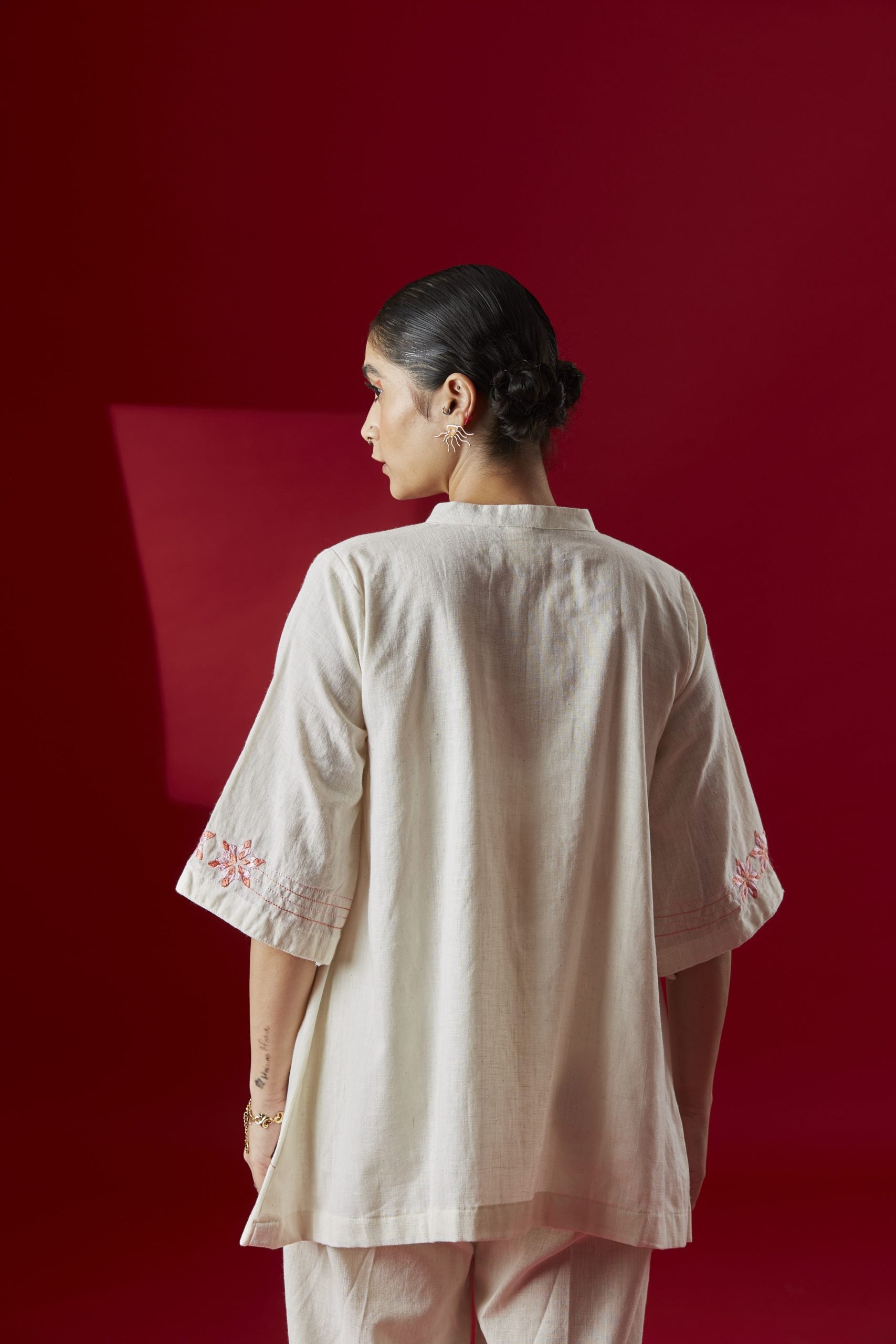 White Khaddar Cotton kurta Co-ord Set
