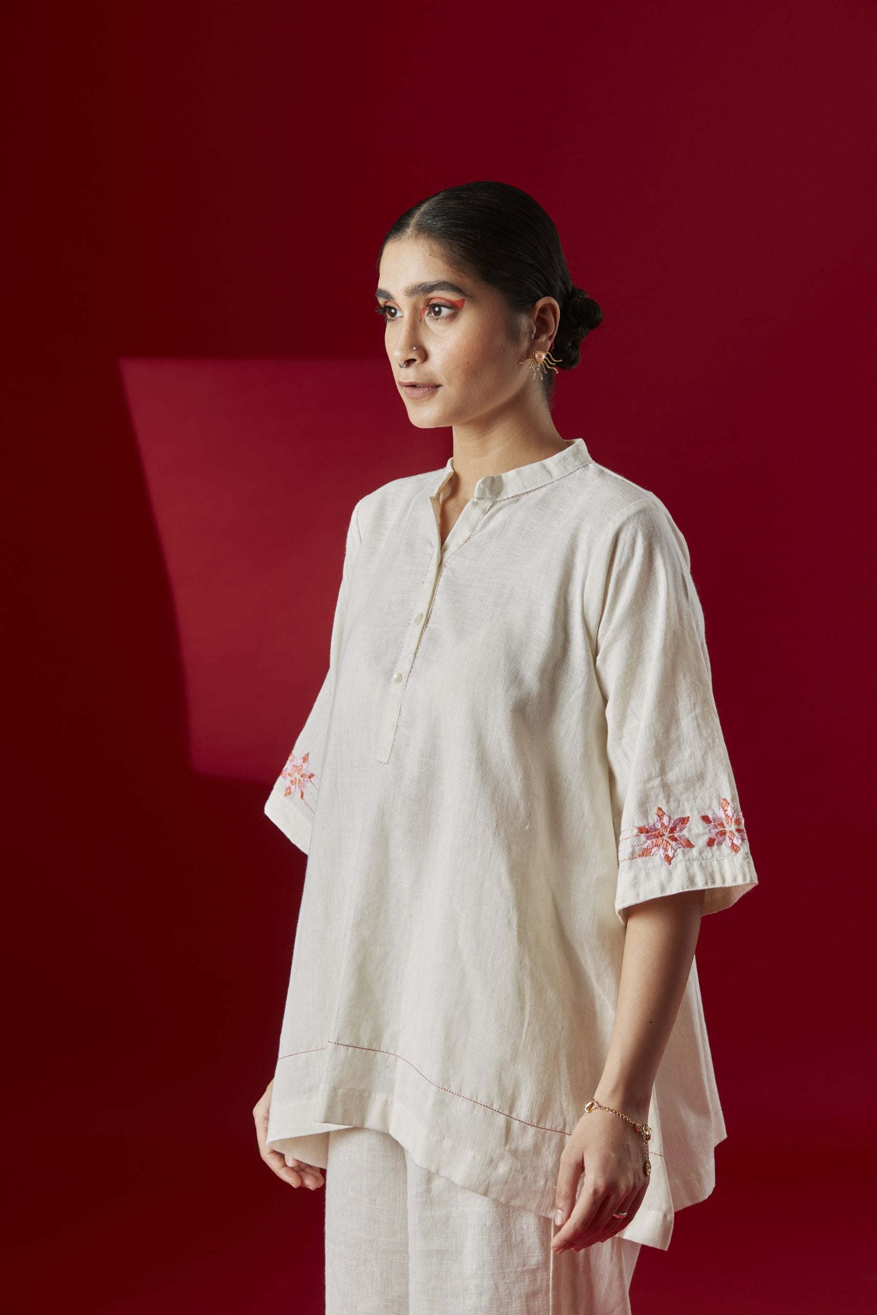 White Khaddar Cotton kurta Co-ord Set