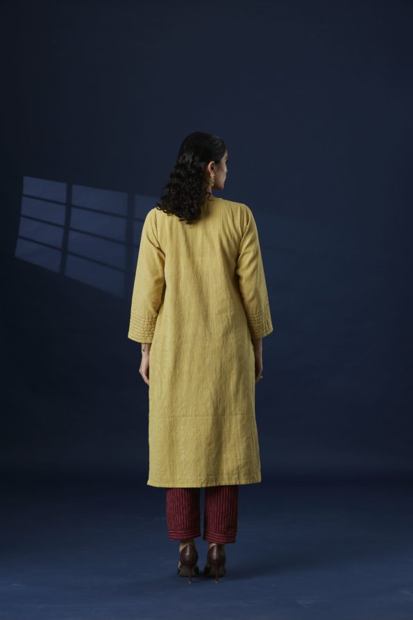 Anar Yellow Cotton Kurta Set