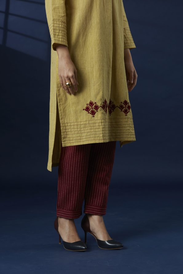 Anar Yellow Cotton Kurta Set