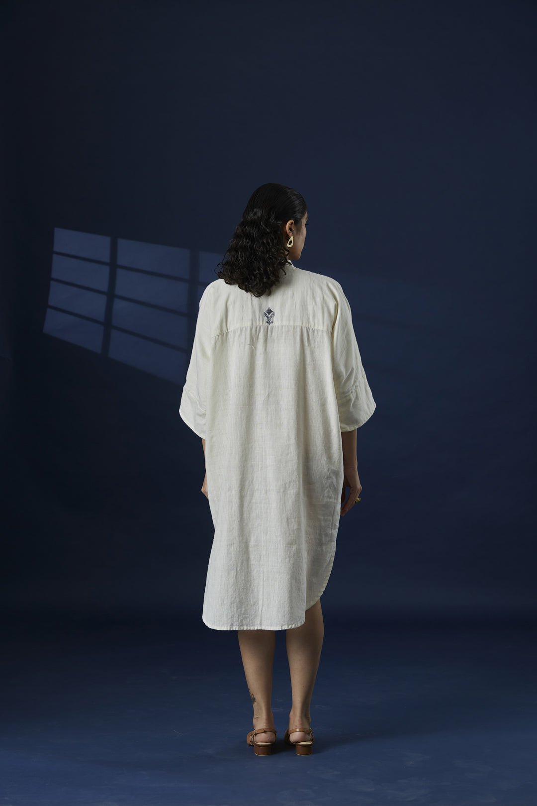 Phulkari Hand Embroidered Blue Kaftan Dress