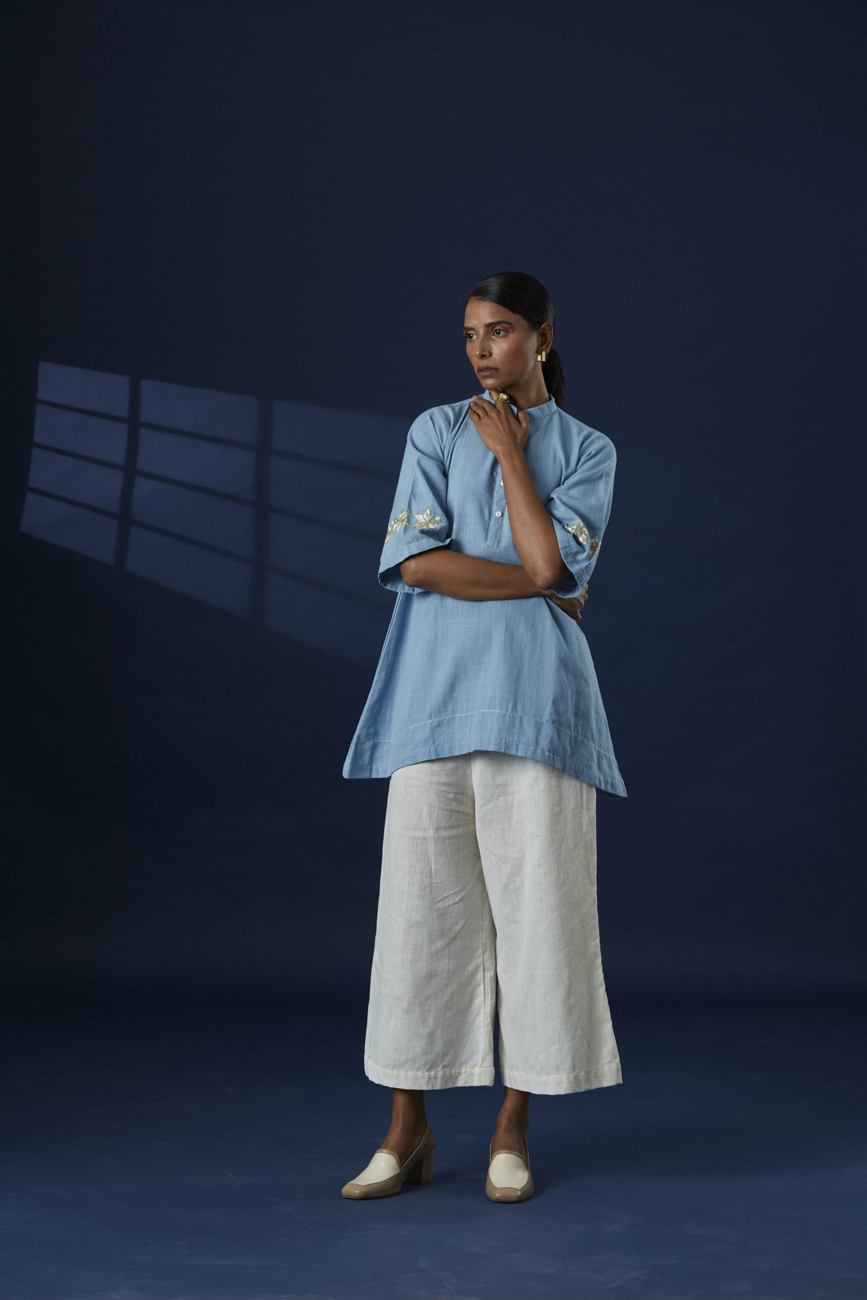 White Khaddar Cotton kurta Co-ord Set