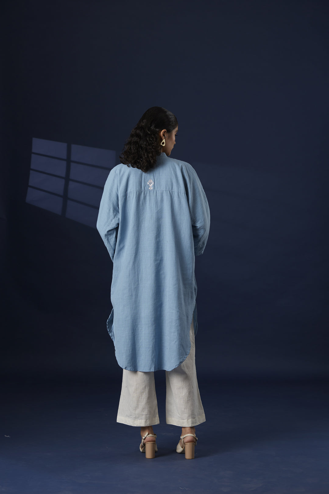 Phulkari Hand Embroidered Blue Kaftan Dress
