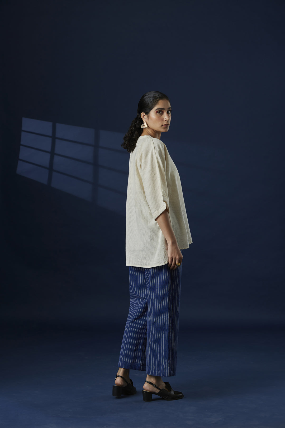 Hand-Embroidered Fluid Fit Cotton Kurta