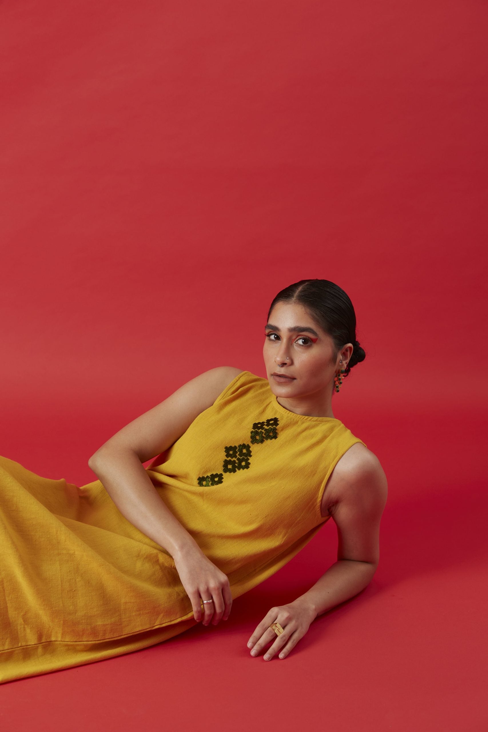 Hand-Embroidered Cotton Shift Dress