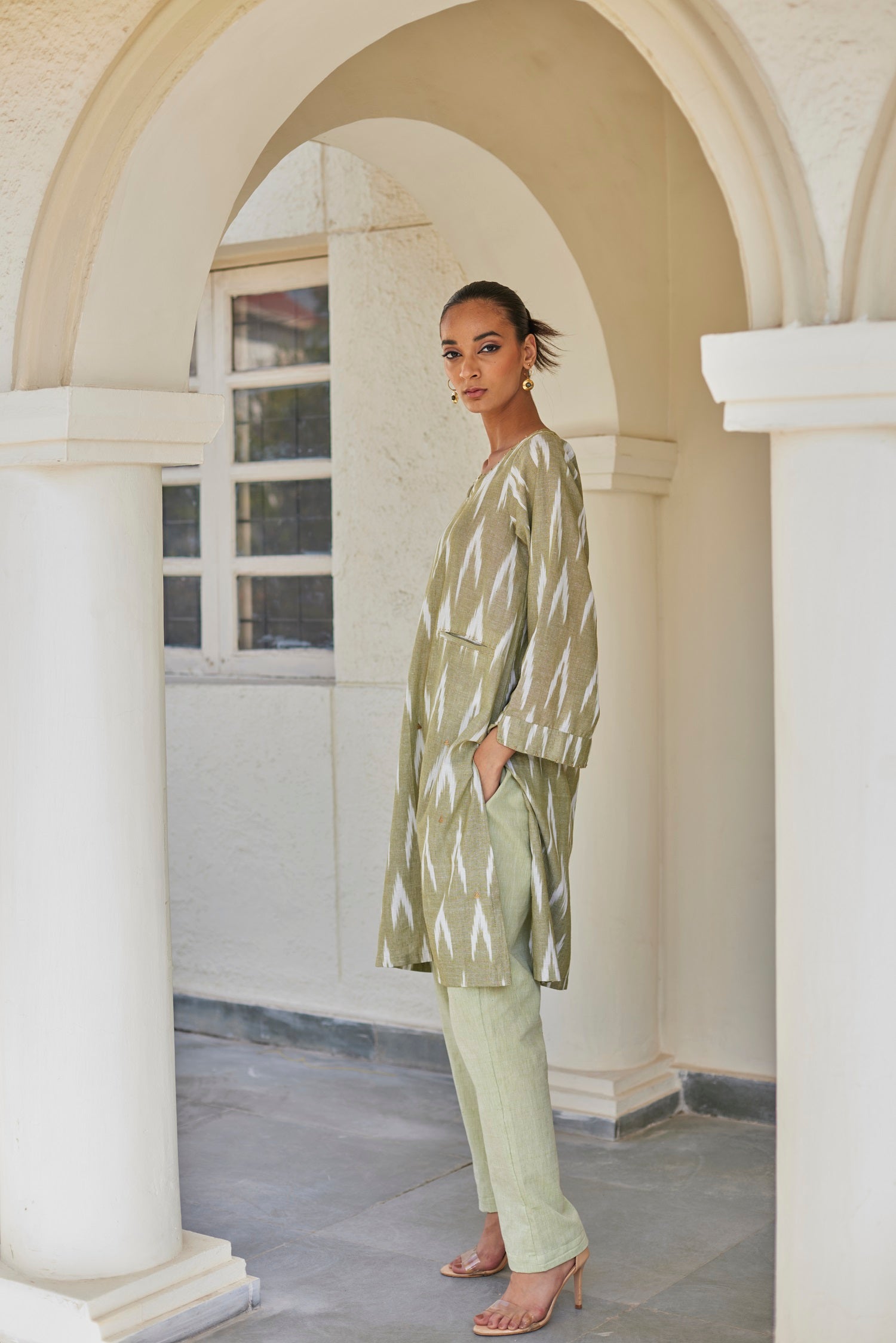 Green Ikat Cotton Kurta