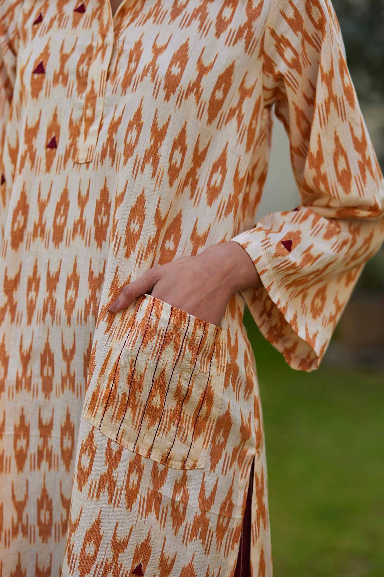 Ikat Handwoven Mustard Kurta