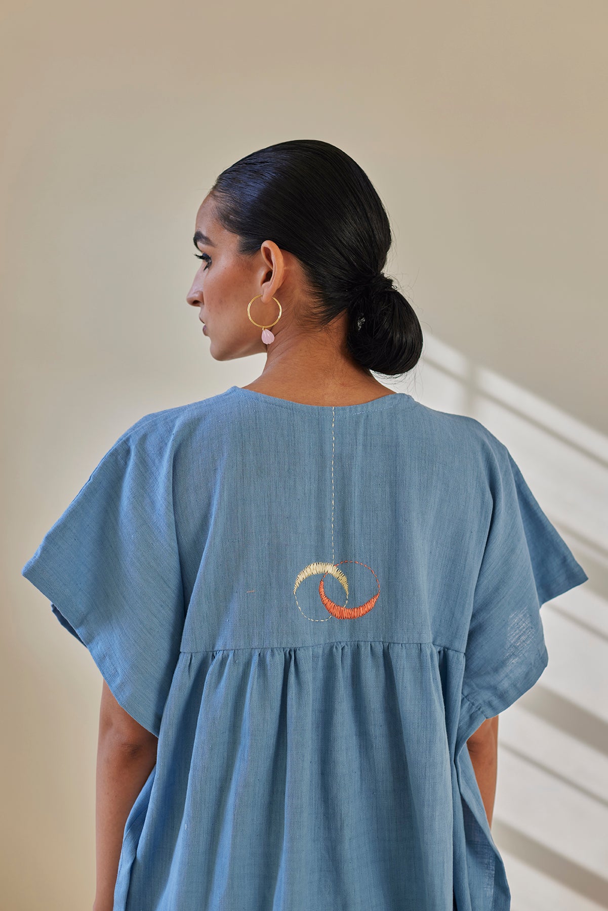 Light Blue Cotton Khaddar Top