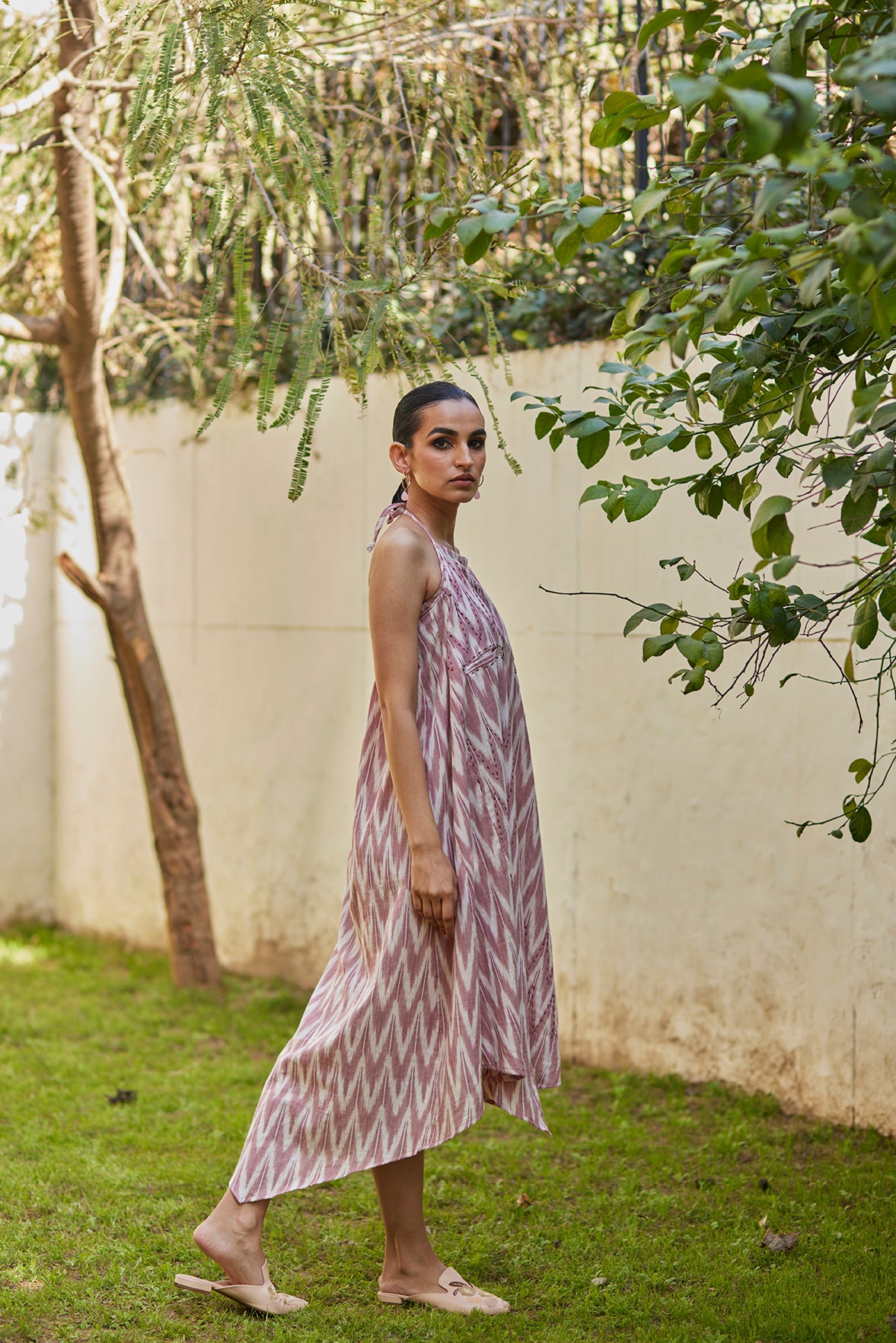 Halter Handwoven Ikat Pink Dress