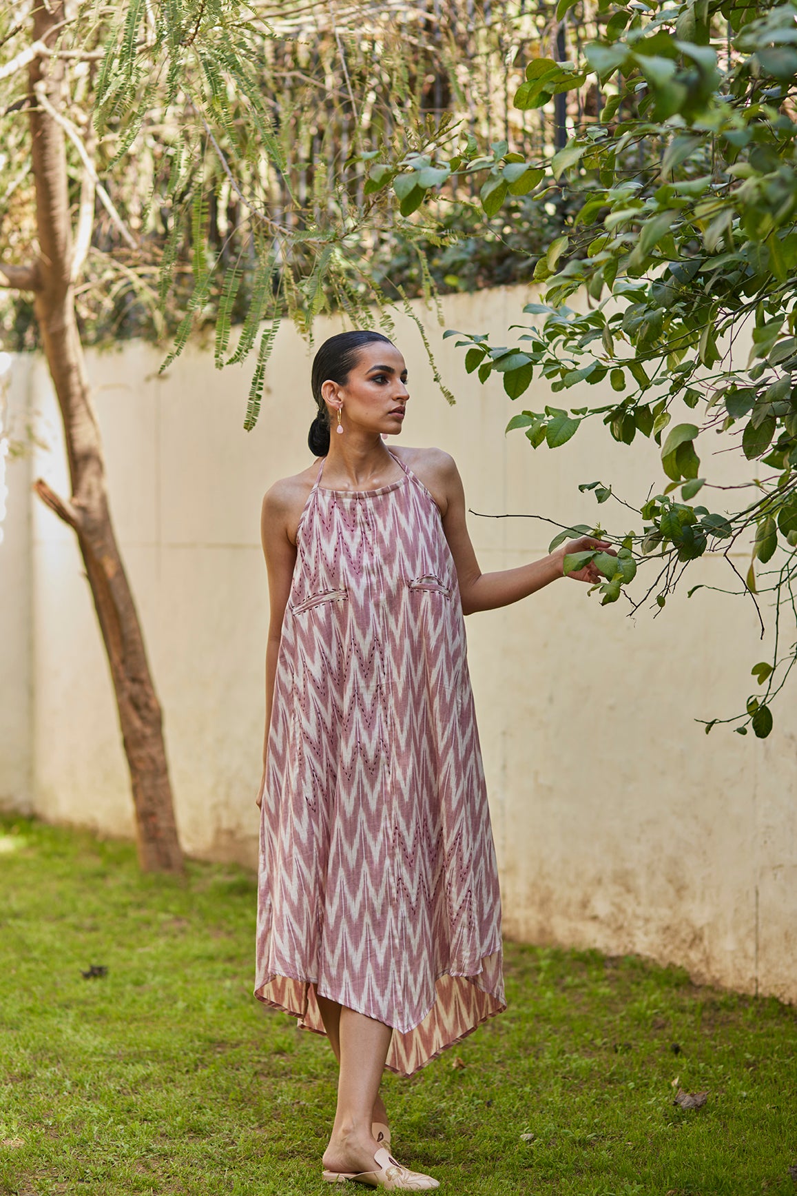 Halter Handwoven Ikat Pink Dress