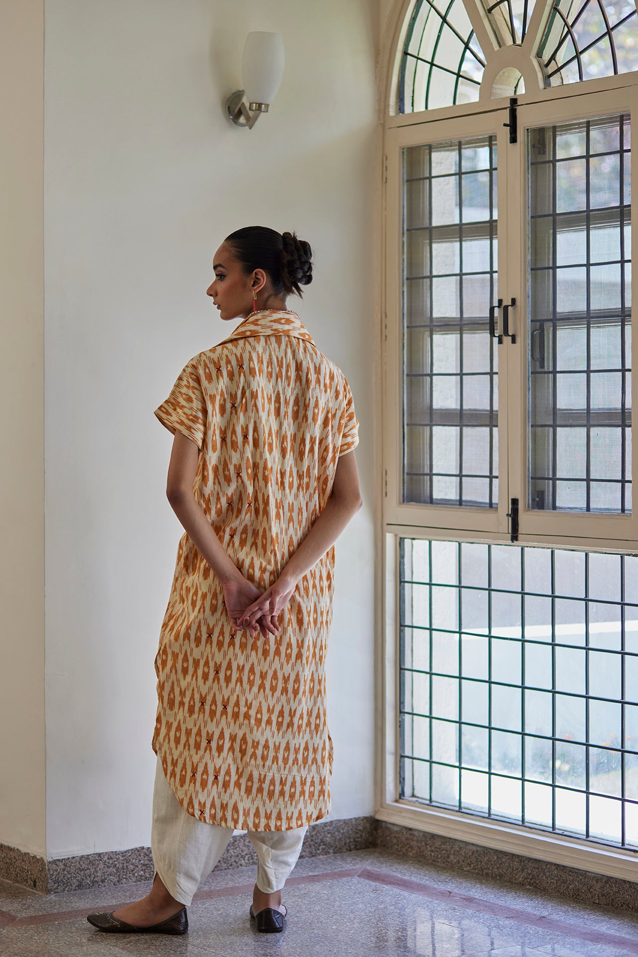 Mustard Ikat Kaftan Dress