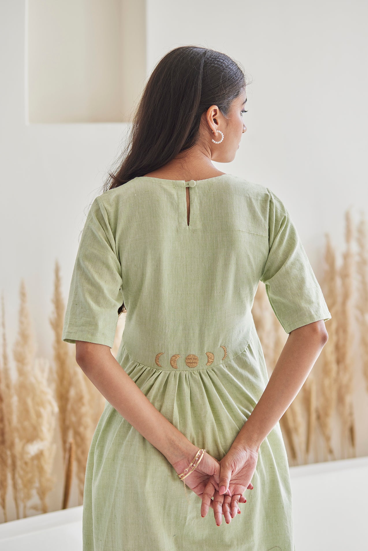 Cotton Embroidered Green Kurta