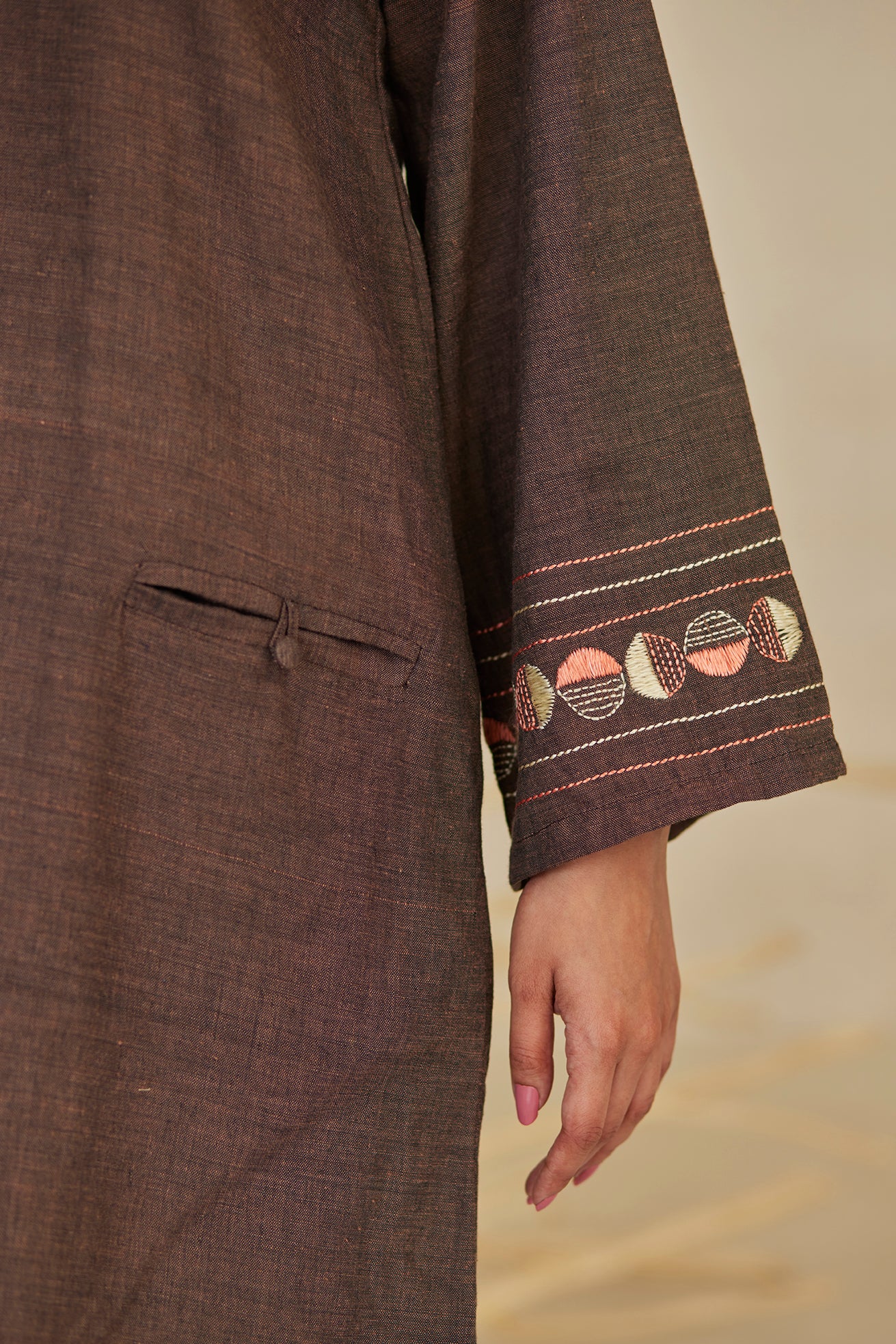 V-Neck Dark Brown Kurta