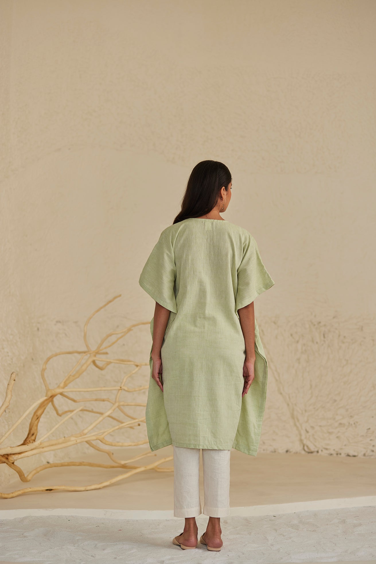 Relaxed Fit Pista Green Kaftan