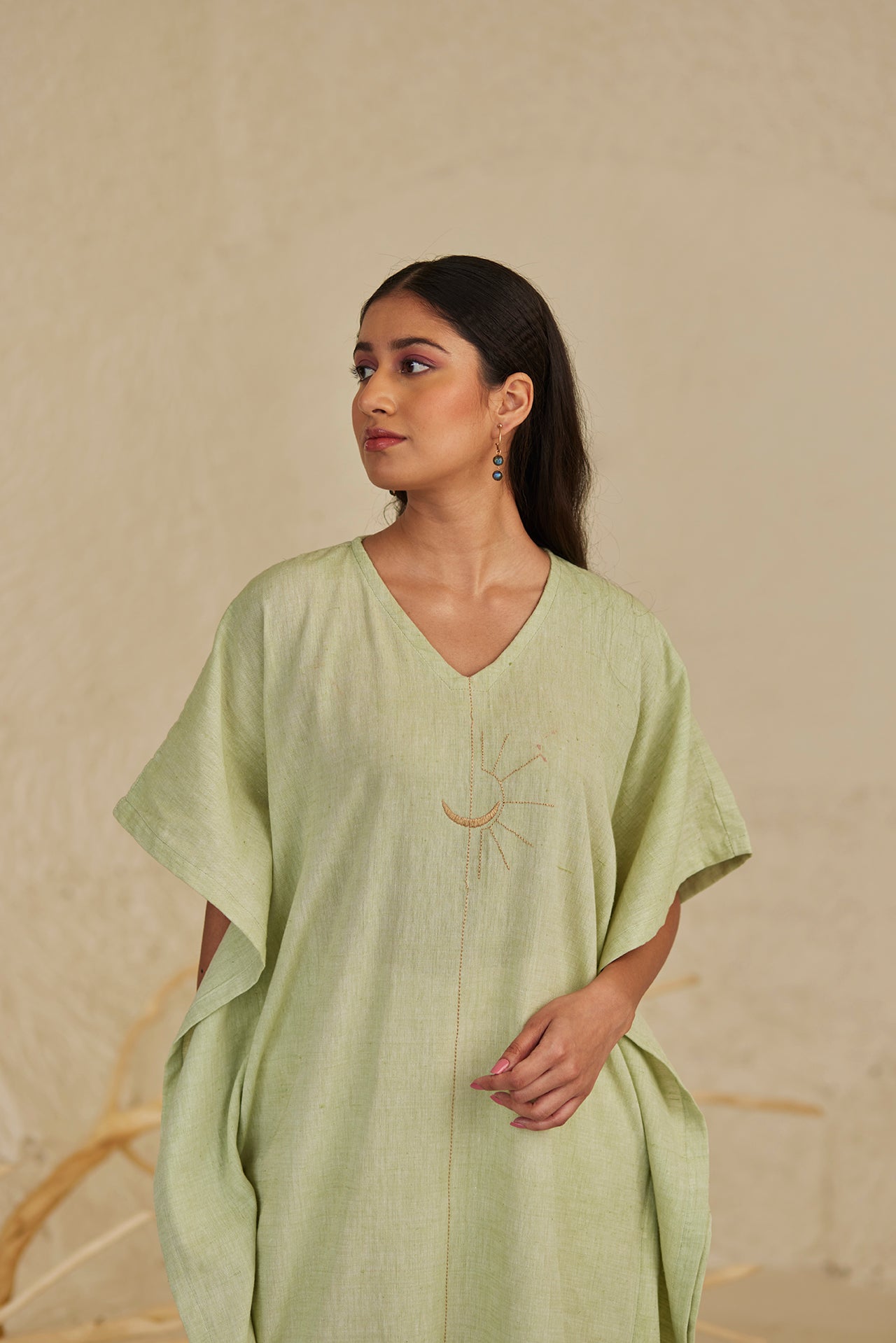 Relaxed Fit Pista Green Kaftan