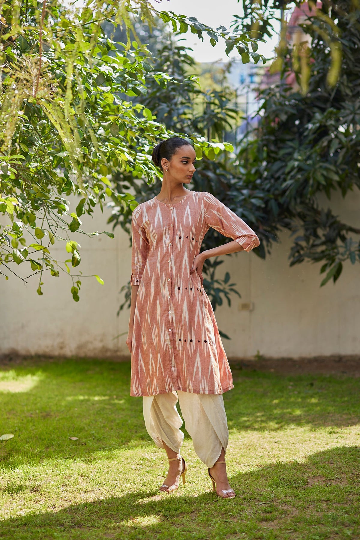 Phases of the moon ikat Kurta with Dhoti