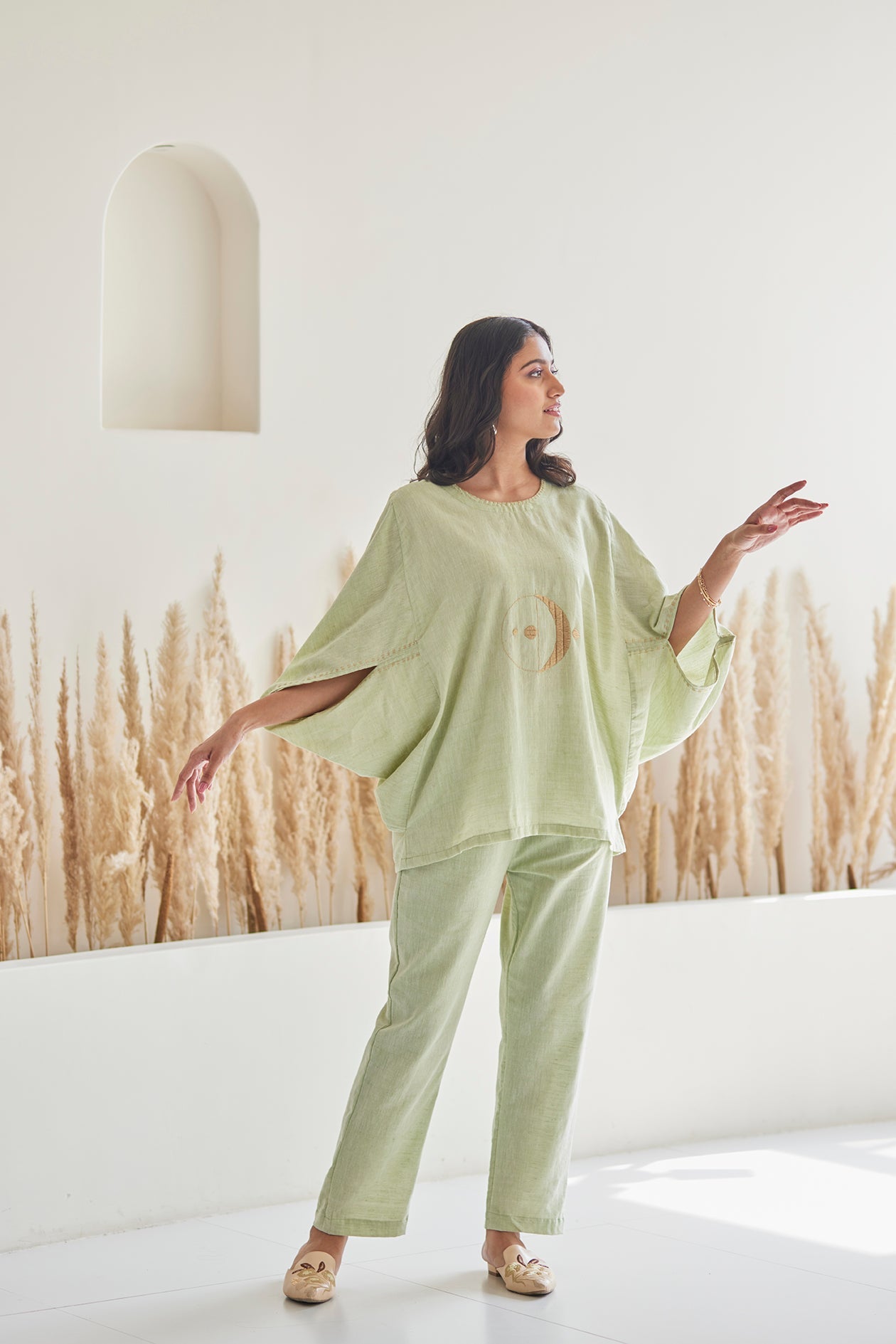 Pista Green Relaxed Fit Top with Pants