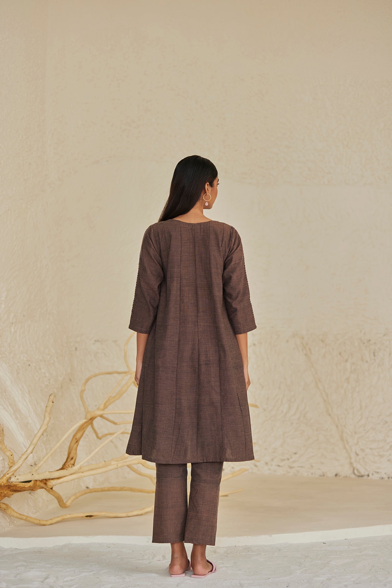 Cotton Dark Brown Kurta Set