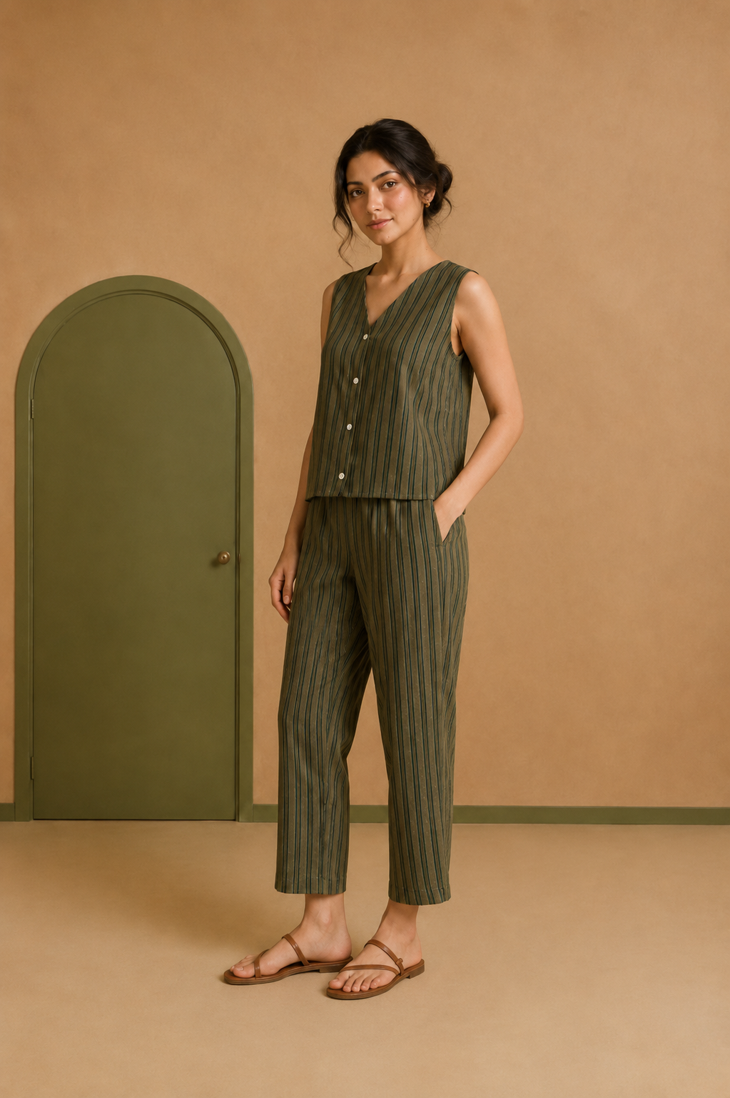 Green Cotton Dobby Co-ord Set