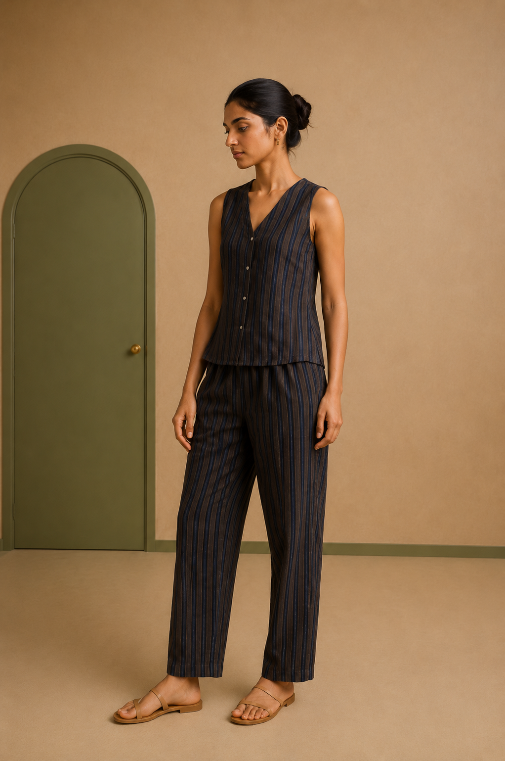 Blue Cotton Dobby Co-ord Set