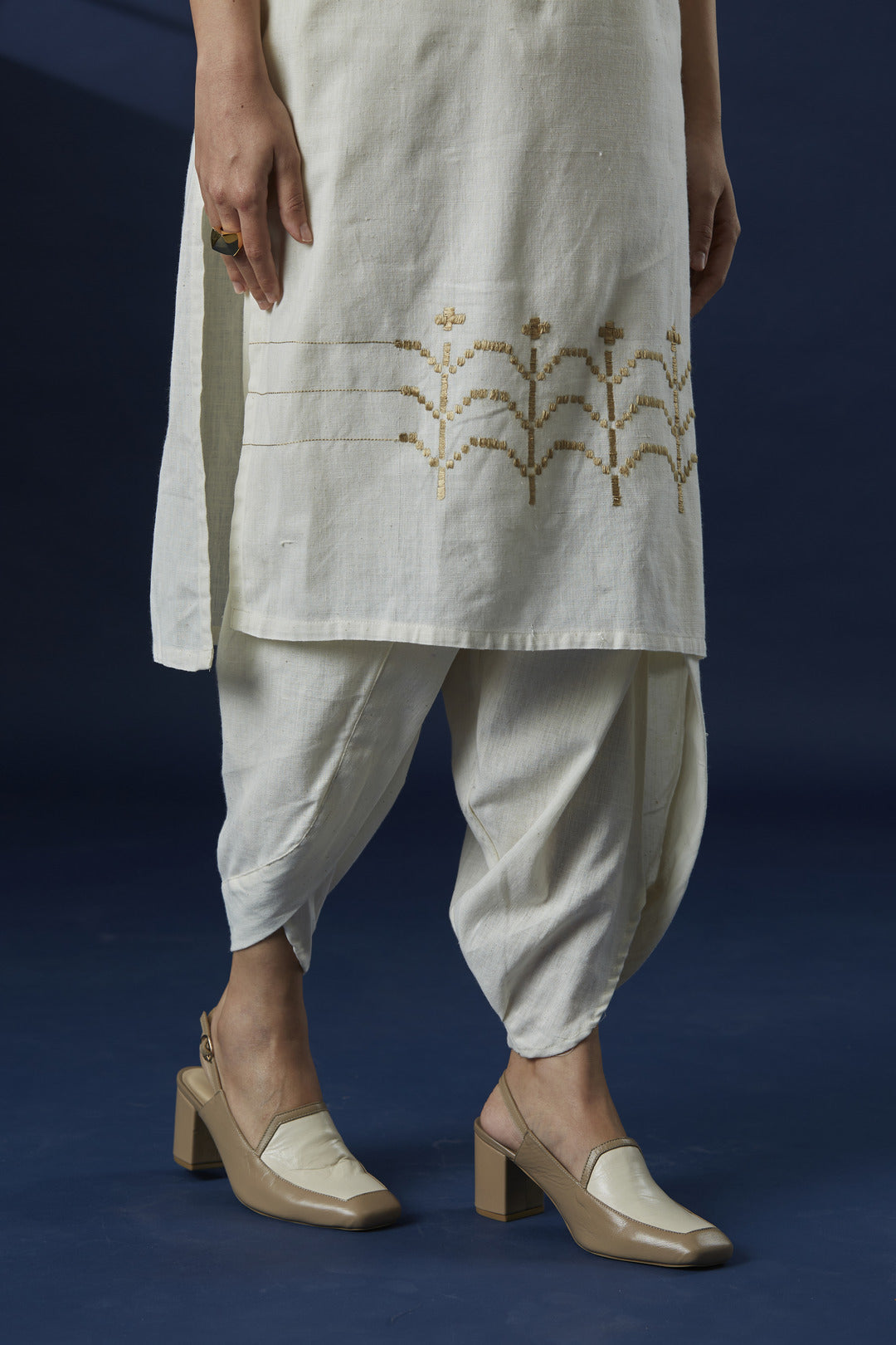 White Jaal Kurta Set