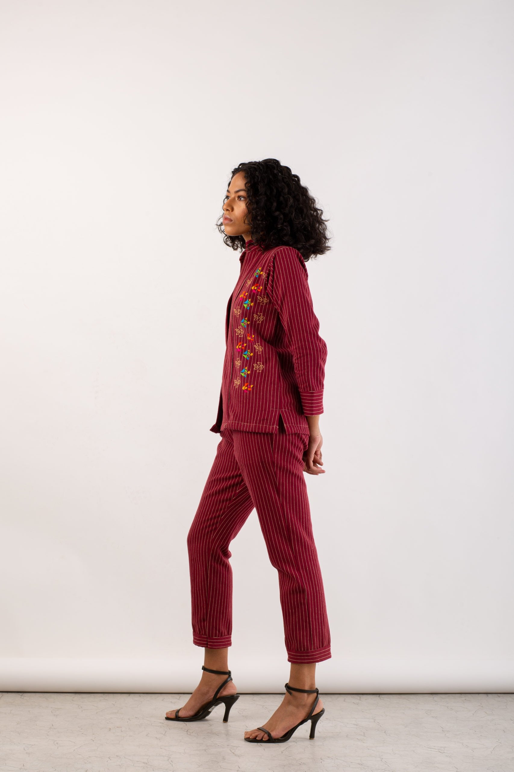 Aab Handwoven Recycled Cotton Pants Red