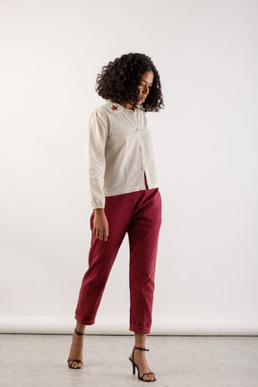 Aab Handwoven Recycled Cotton Pants Red