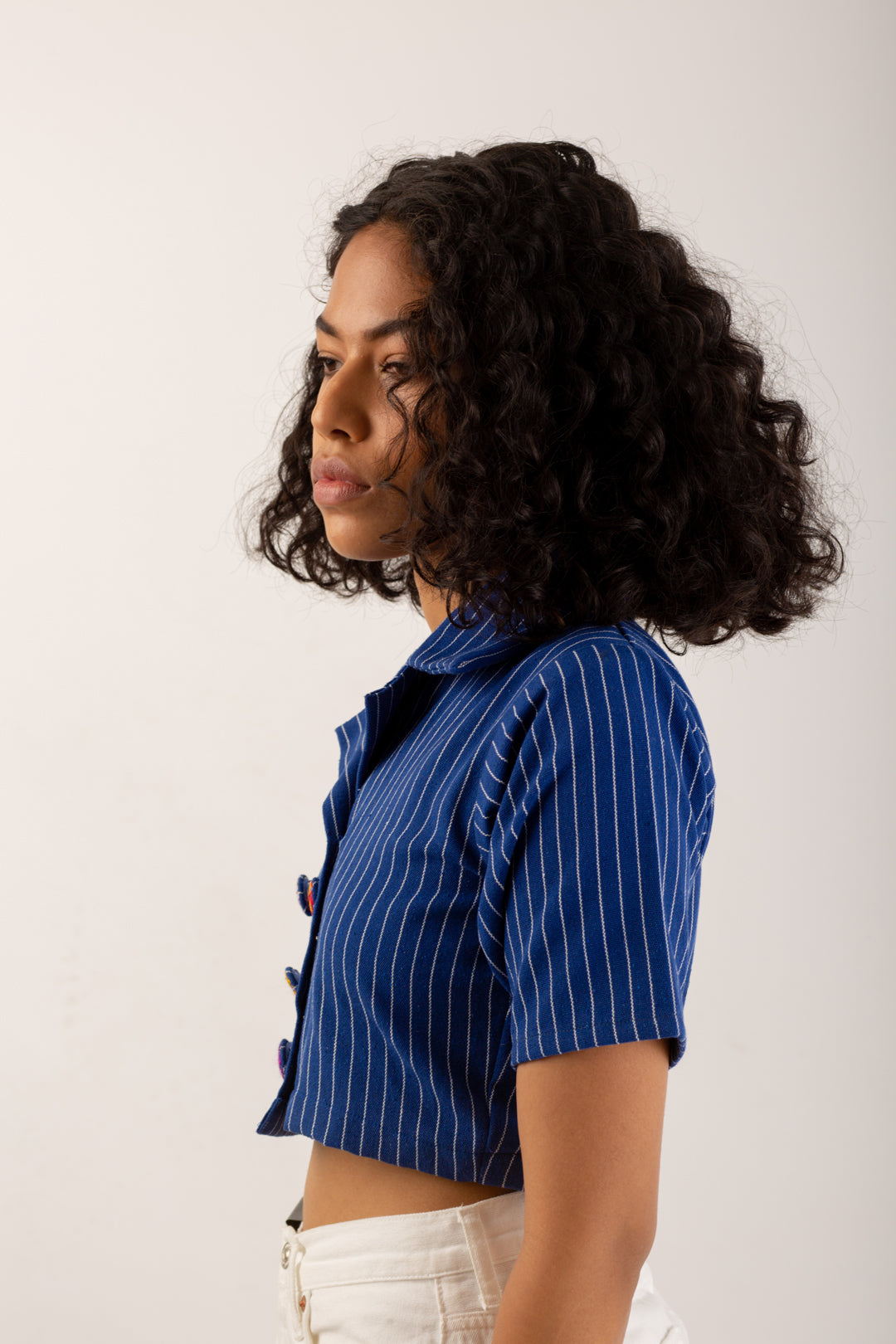 Trikon Button Detail Crop Top – Neon Green