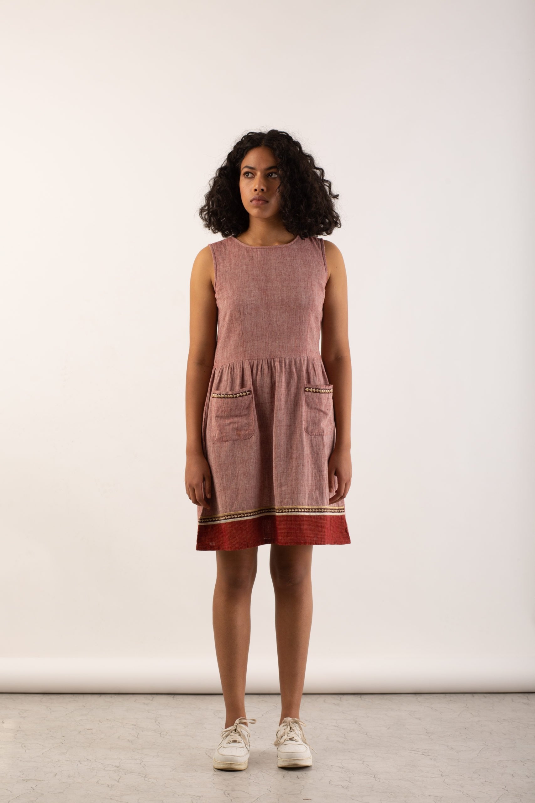 Brick Red Dress with Intricate Borders