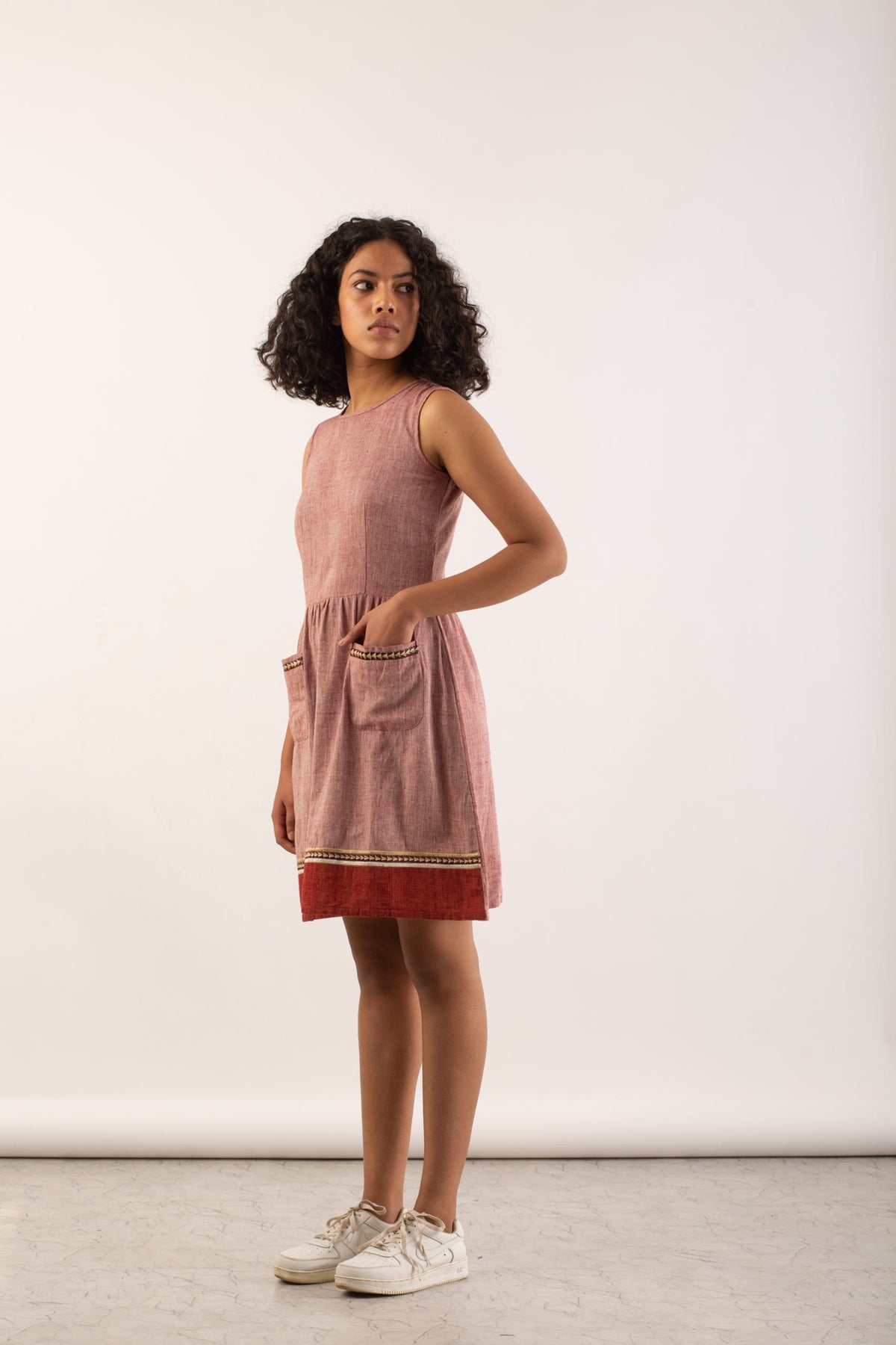 Brick Red Dress with Intricate Borders