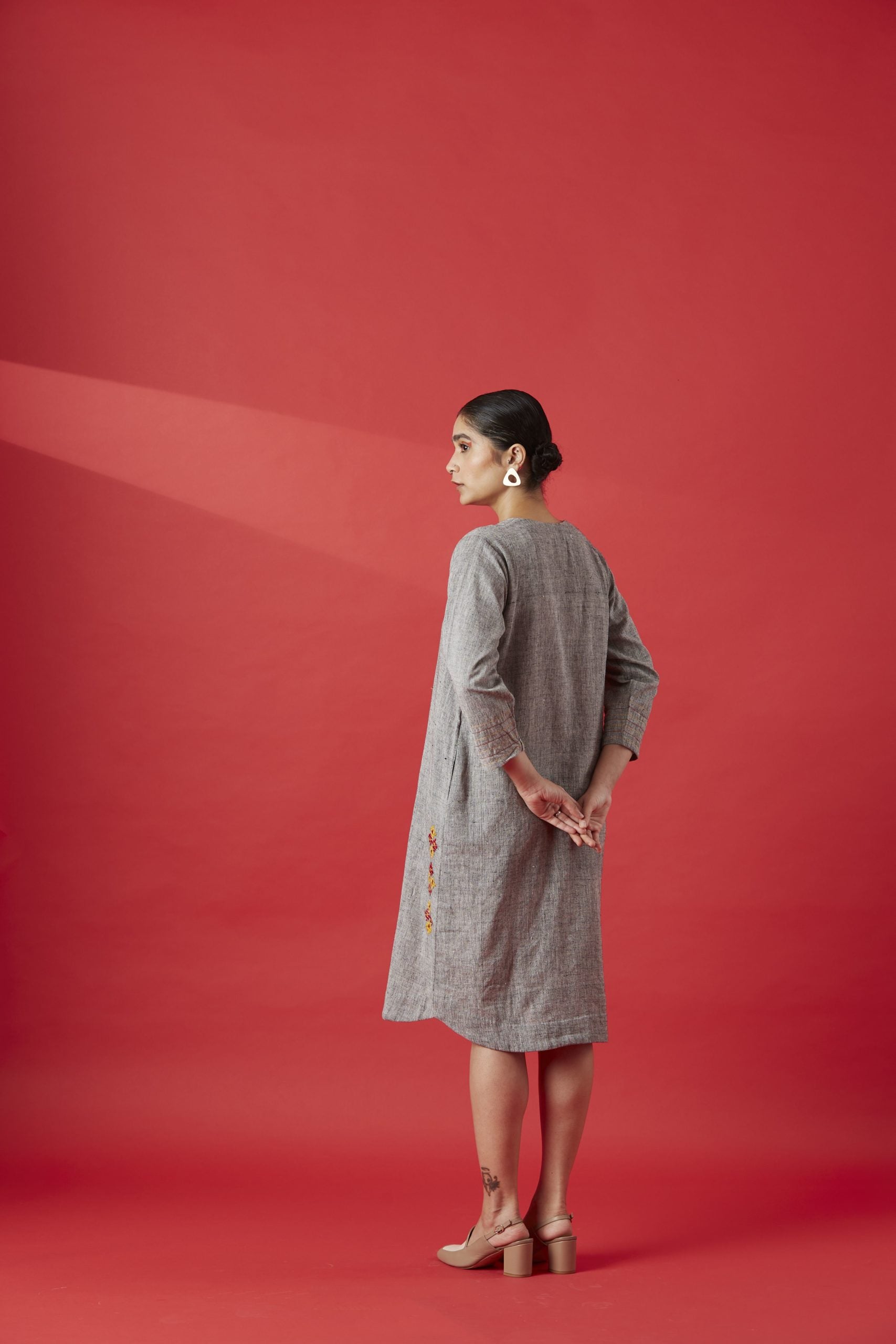Khaddar Kurta Dress – Grey