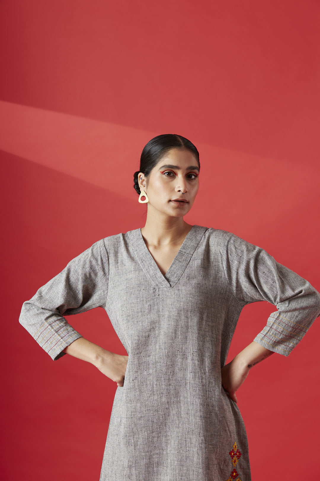 Blue Kurta With Straight Pants And Stole – Naaz By Noor