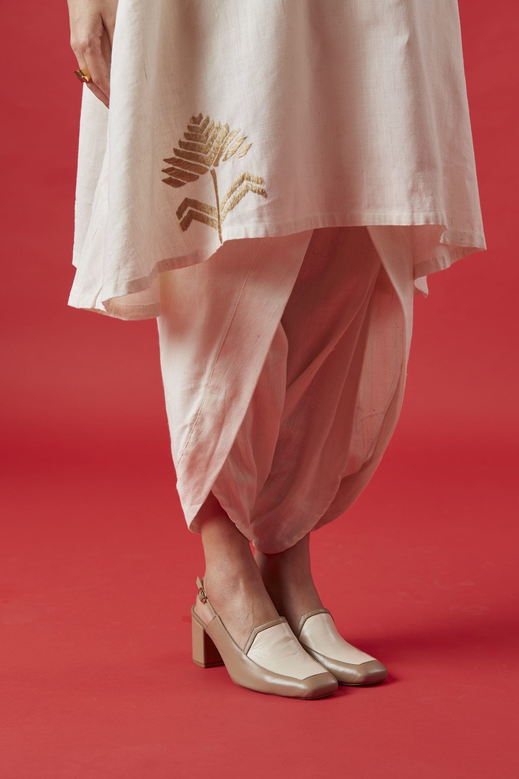 Asymmetrical Flowy Kurta Set with Dhoti