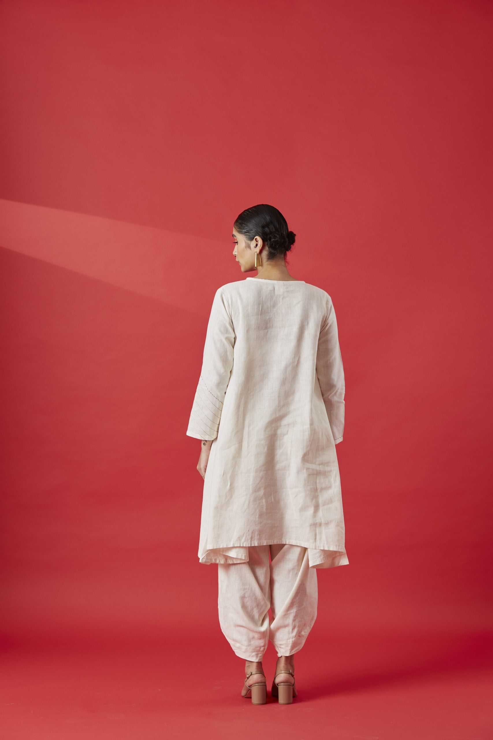 Asymmetrical Flowy Kurta Set with Dhoti