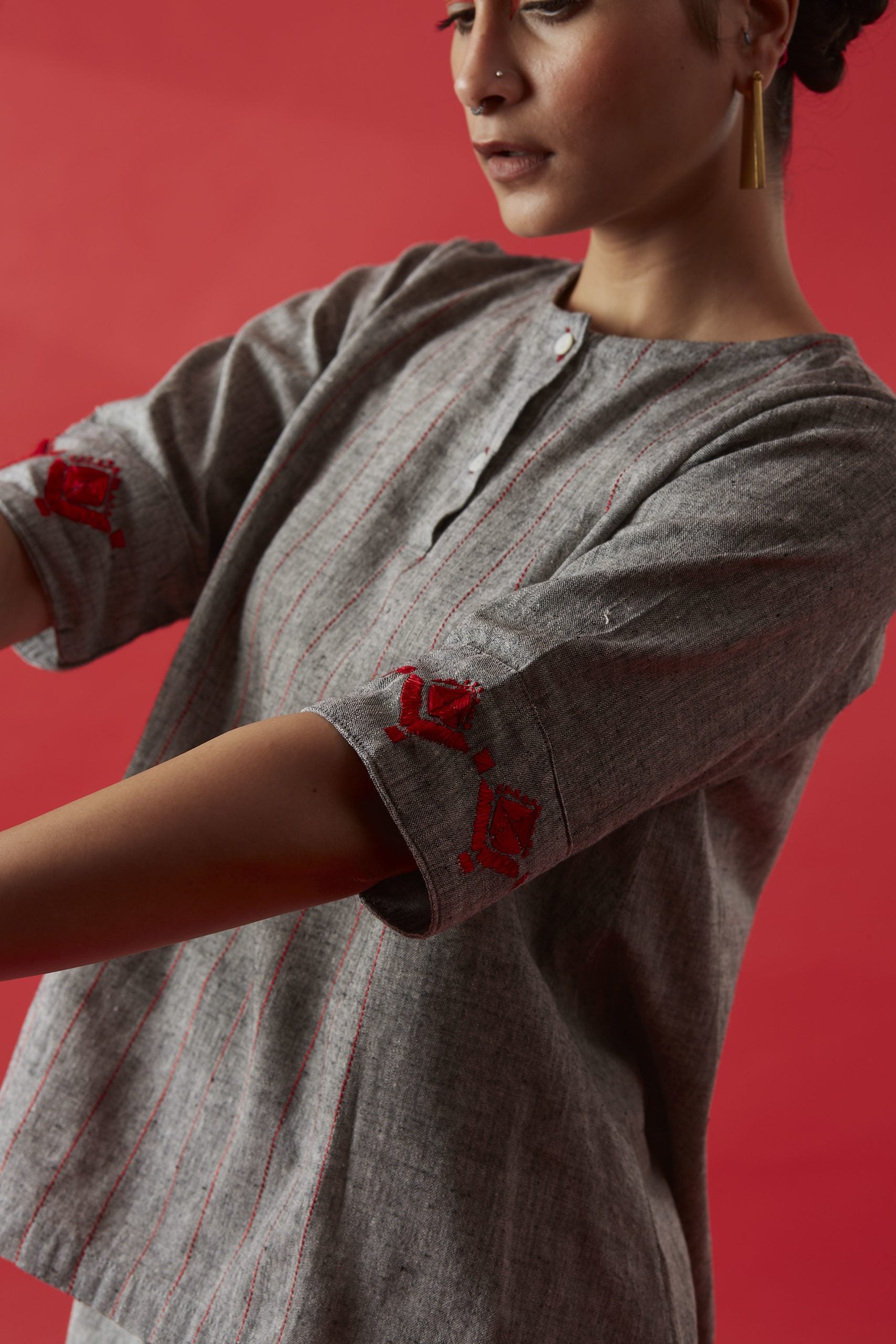 Grey Khaddar Cotton Top