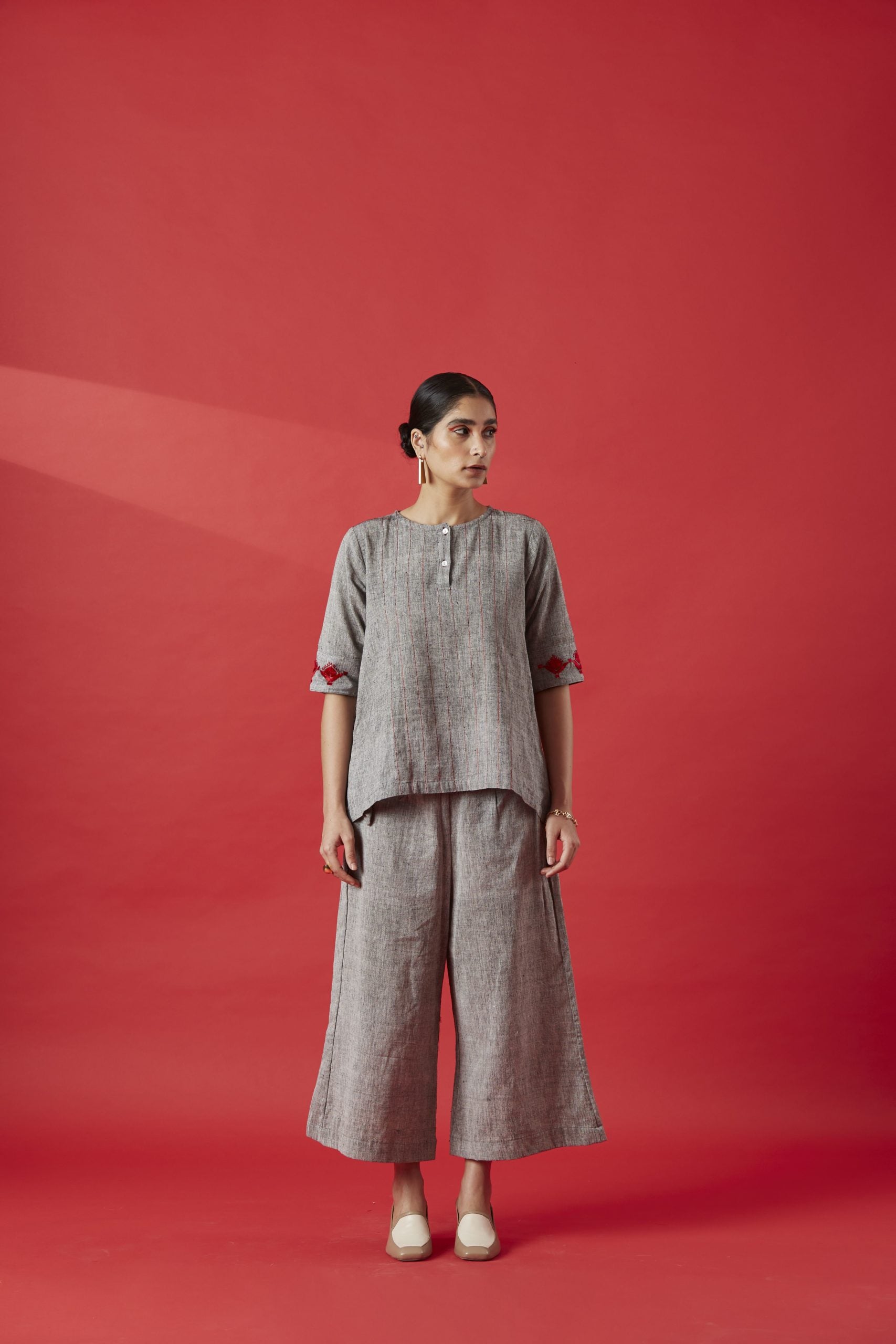 Grey Khaddar Cotton Top