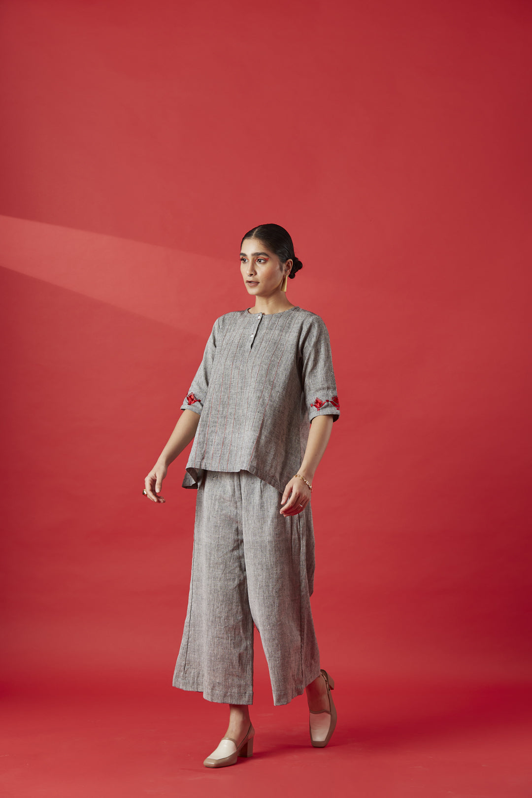 Grey Khaddar Cotton Co-ord Set
