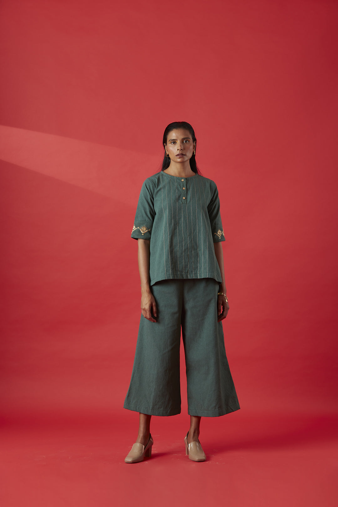 Olive Green Recycled Cotton Co-ord Set
