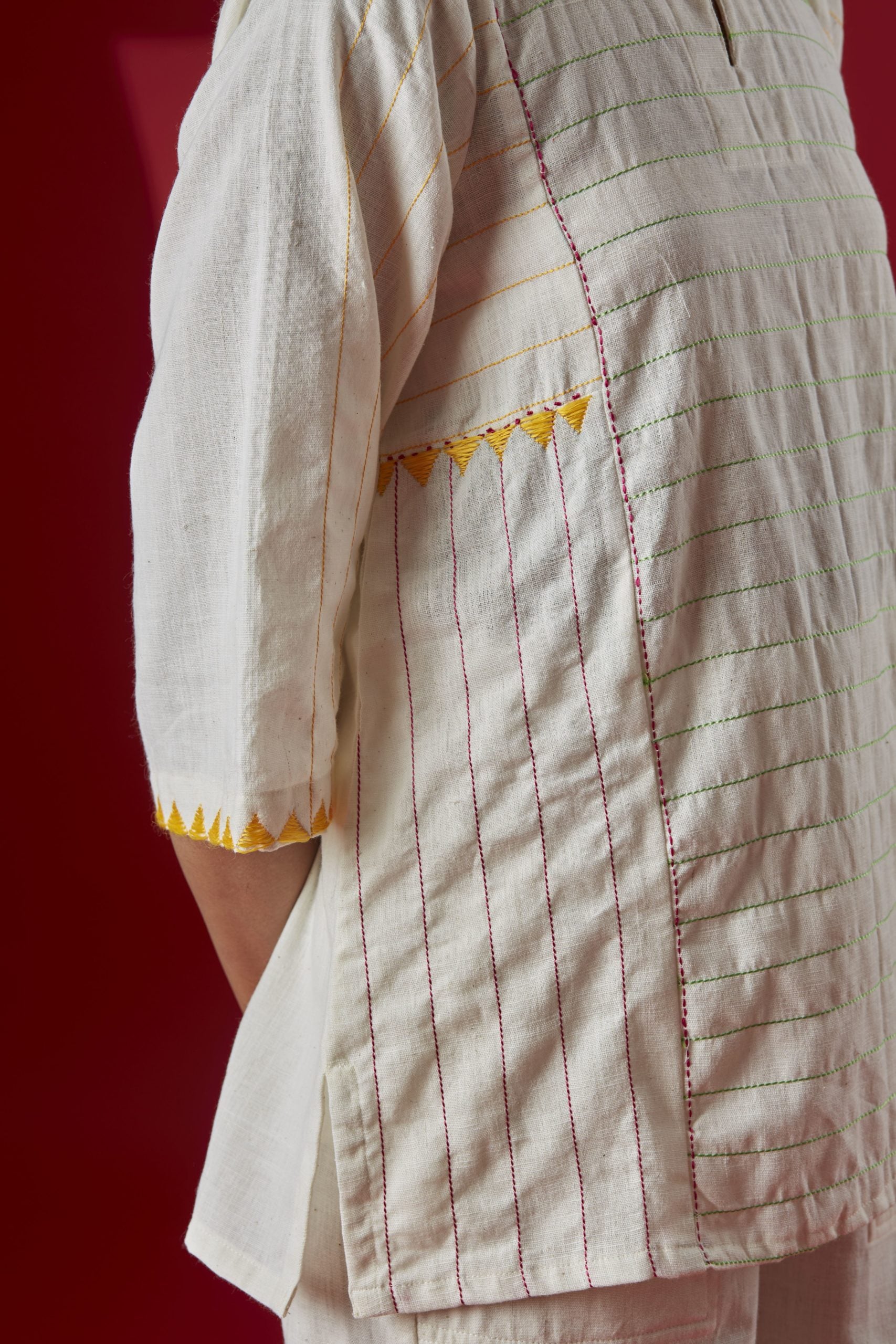 Trikon Multi-colored Phulkari Embroidery Top