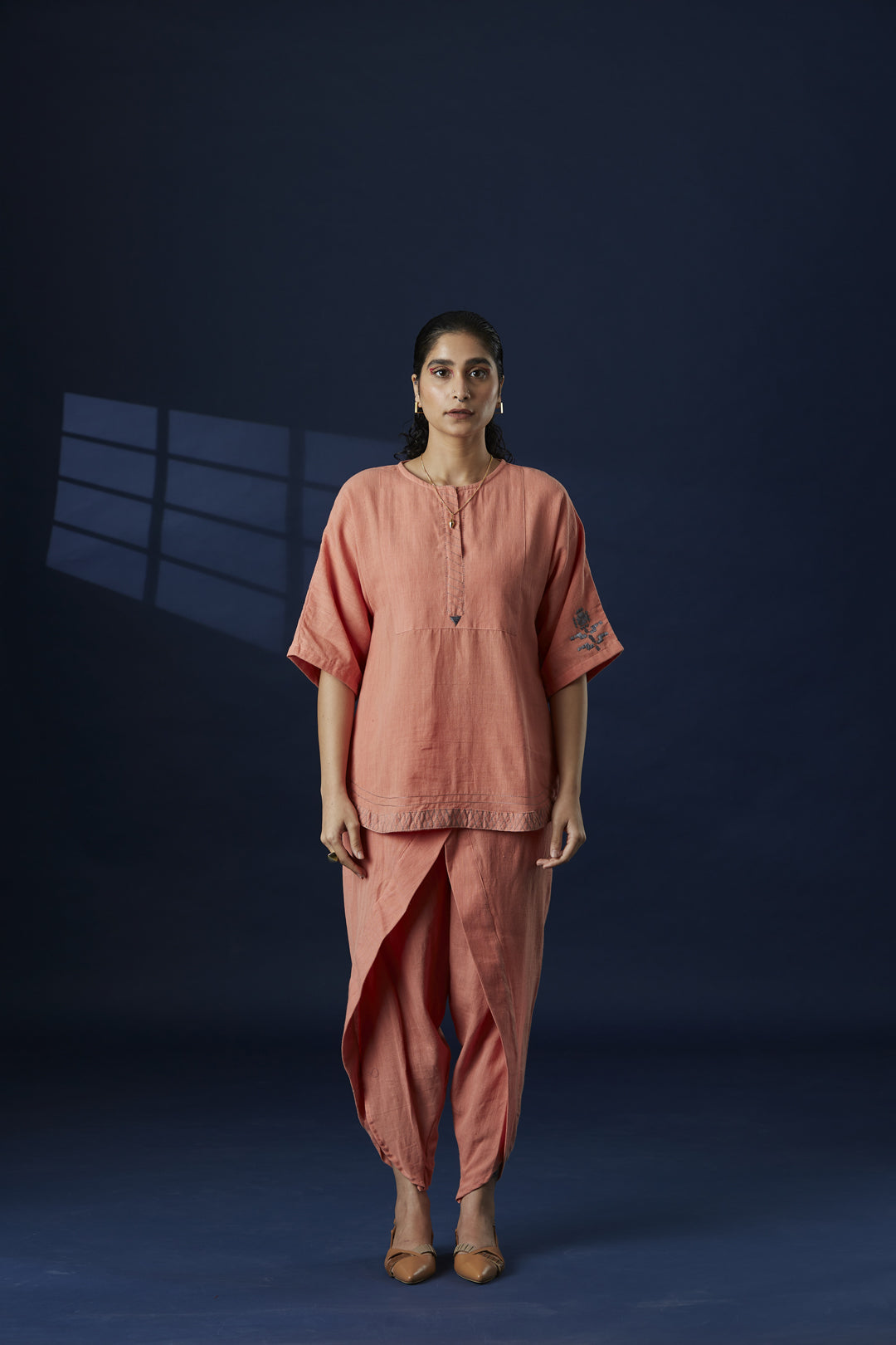 Peach Khaddar Cotton Kurta
